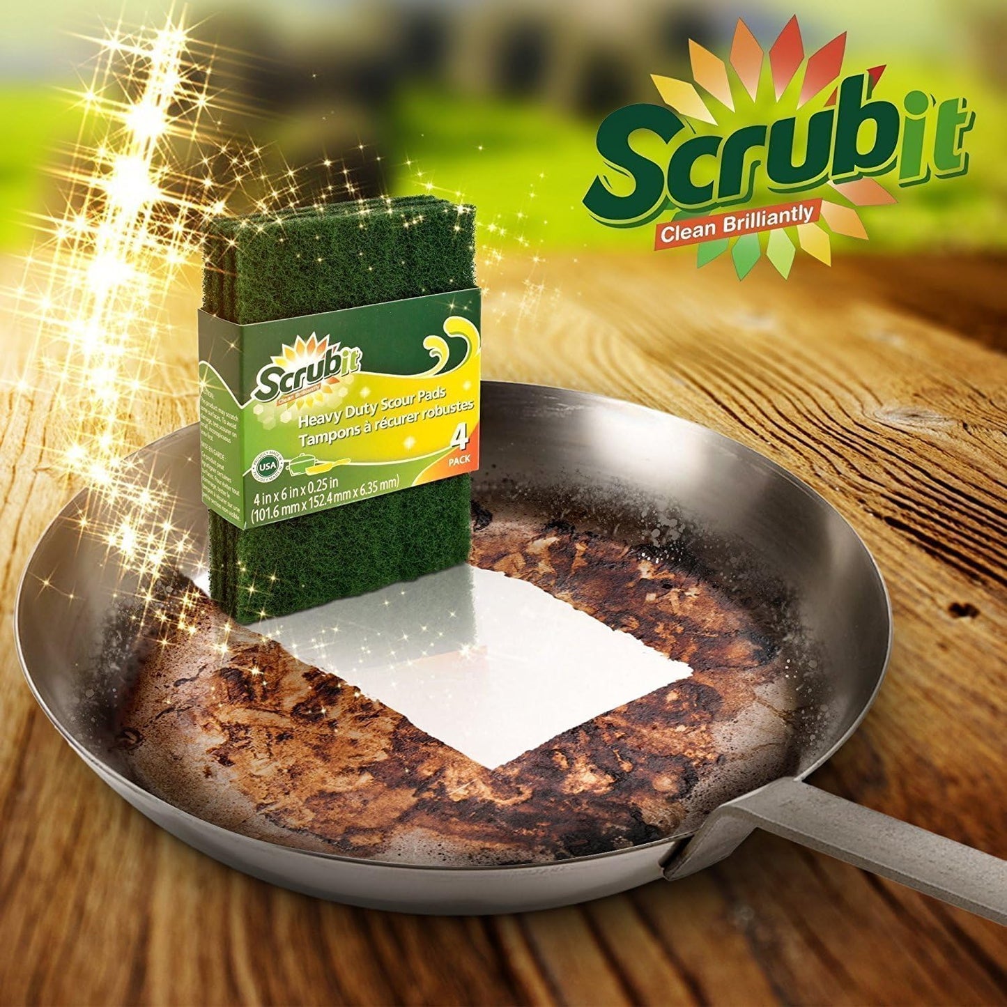 Scouring Pads - Heavy Duty Household Cleaning Scrubber with Non-Scratch Anti-Grease Technology - Reusable Scrubbing Pads – Green, 24 Pack