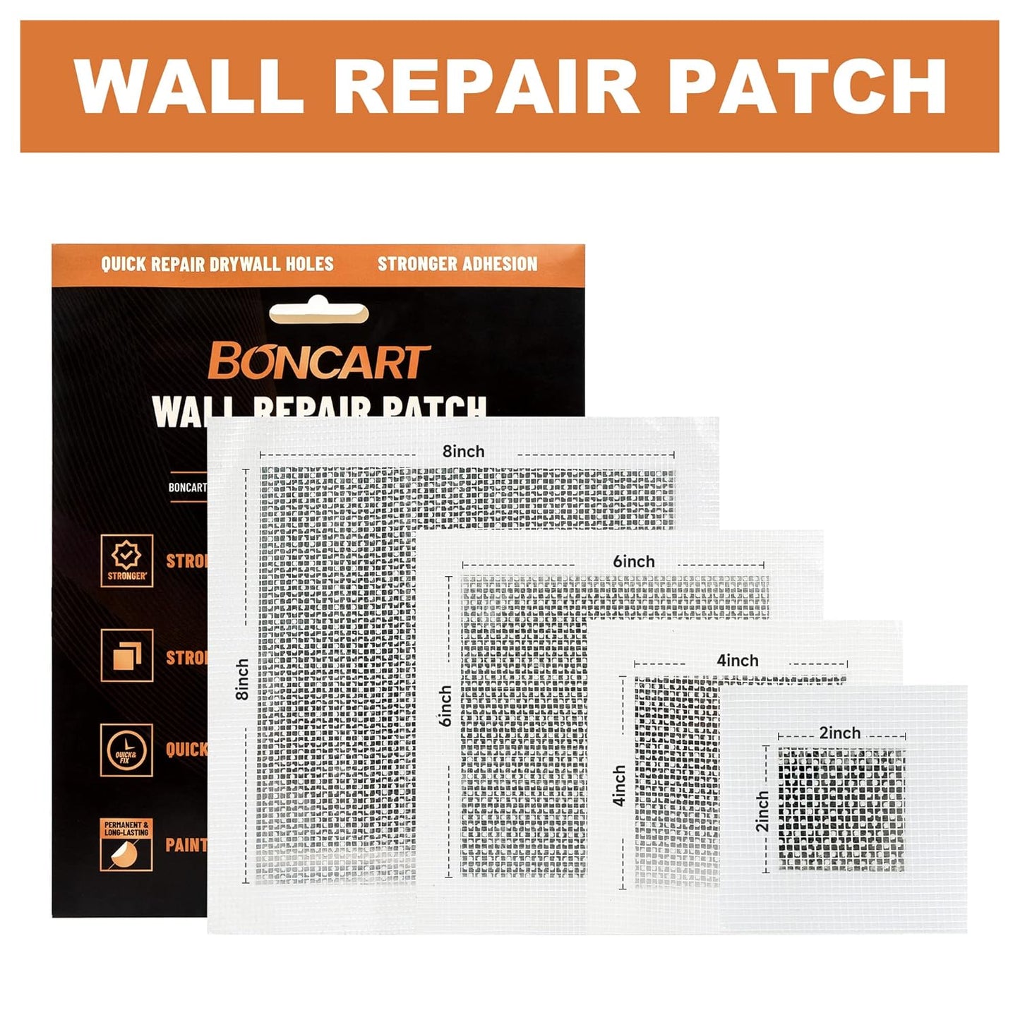Drywall Repair Kit,Drywall Patch Repair Kit,2/4/6/8inch Self Adhesive Repair Patch,Quick Repair Drywall Large Holes