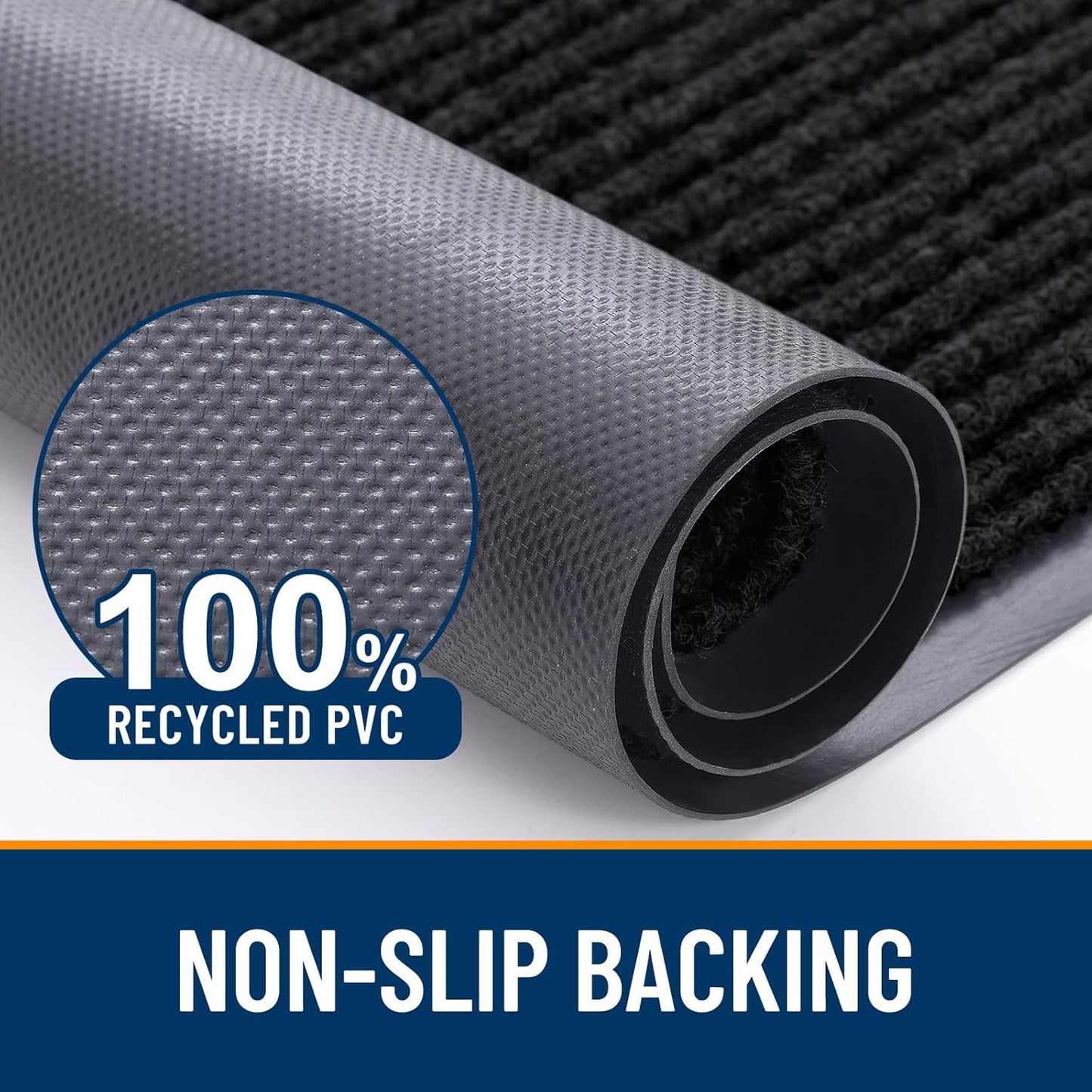 OLANLY Front Door Mat Indoor Outdoor Entrance, Waterproof Heavy Duty Doormat, Fade Resistant, Low Profile, Easy Clean Patio Porch Welcome Floor Mats for Entry, 47x23, Black