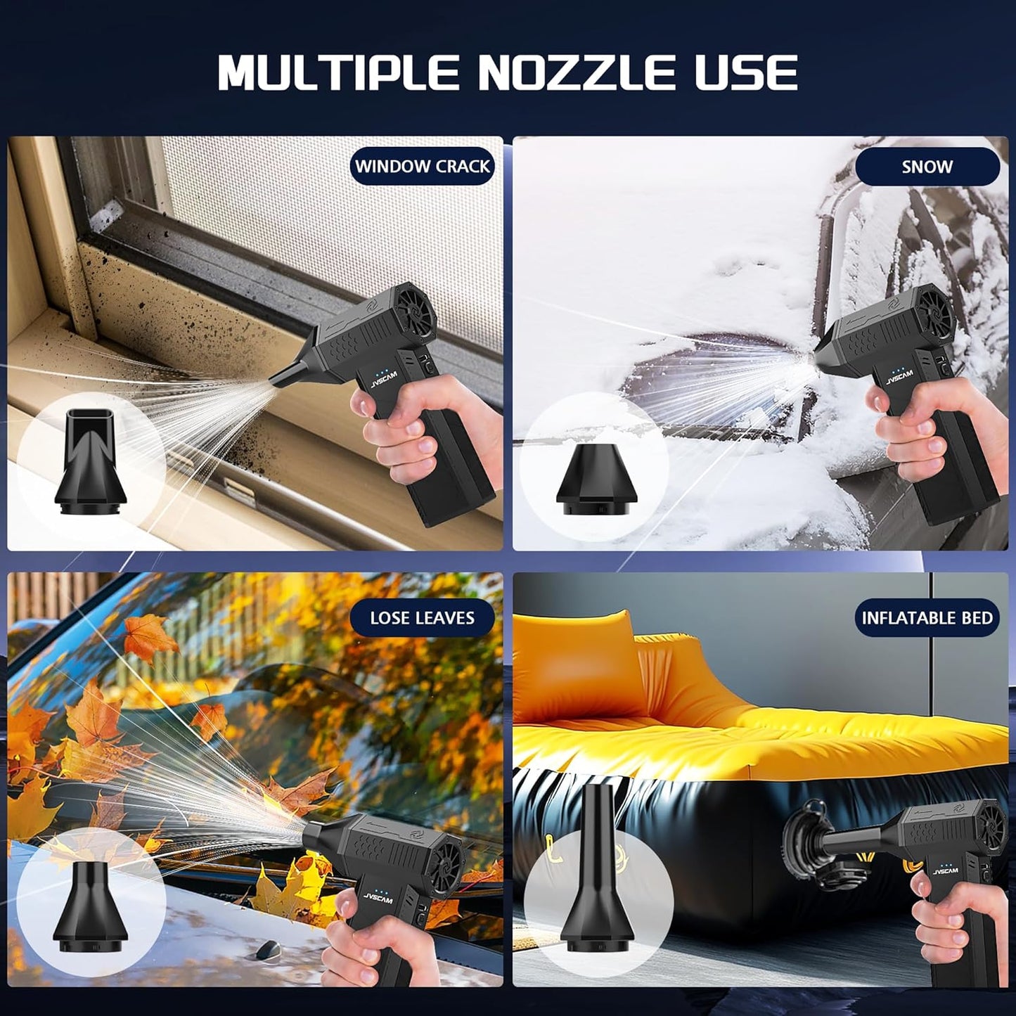 Compressed Air Duster - Electric Air Duster with Brushless Motor - 3 Gear Adjustable Cordless Air Blower - Rechargeable Air Duster for PC, Keyboard, Car, Outdoors, Home (X3)