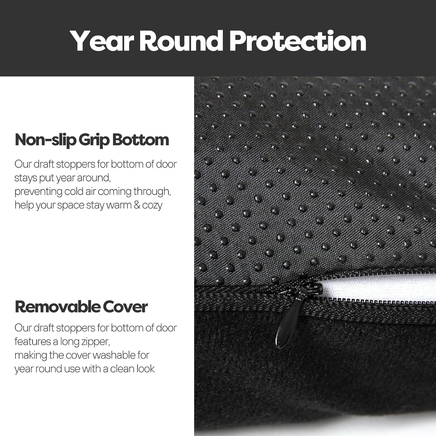 Comfyanno 38 Inch Weighted Door Draft Stopper for Front Door, Easy to Use Heavy Door Bottom Cold Air Blocker, for Exterior, Apartment, Back Door, Fits Door Gap Up to 3”, 2.2lb