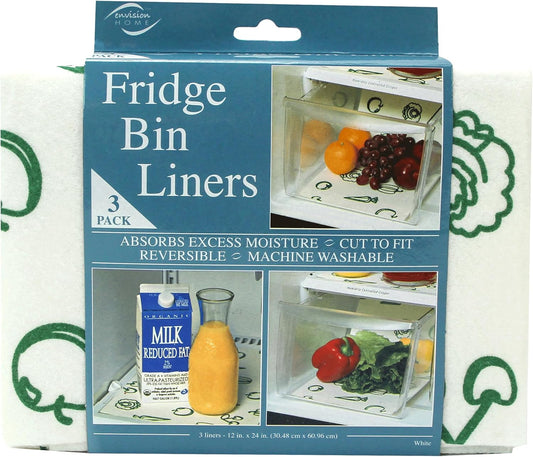 Refrigerator Liners, Shelf Liner, Absorbent Fridge Liners, 12 Inch x 24 Inch, Veggie Print, 3 Pack