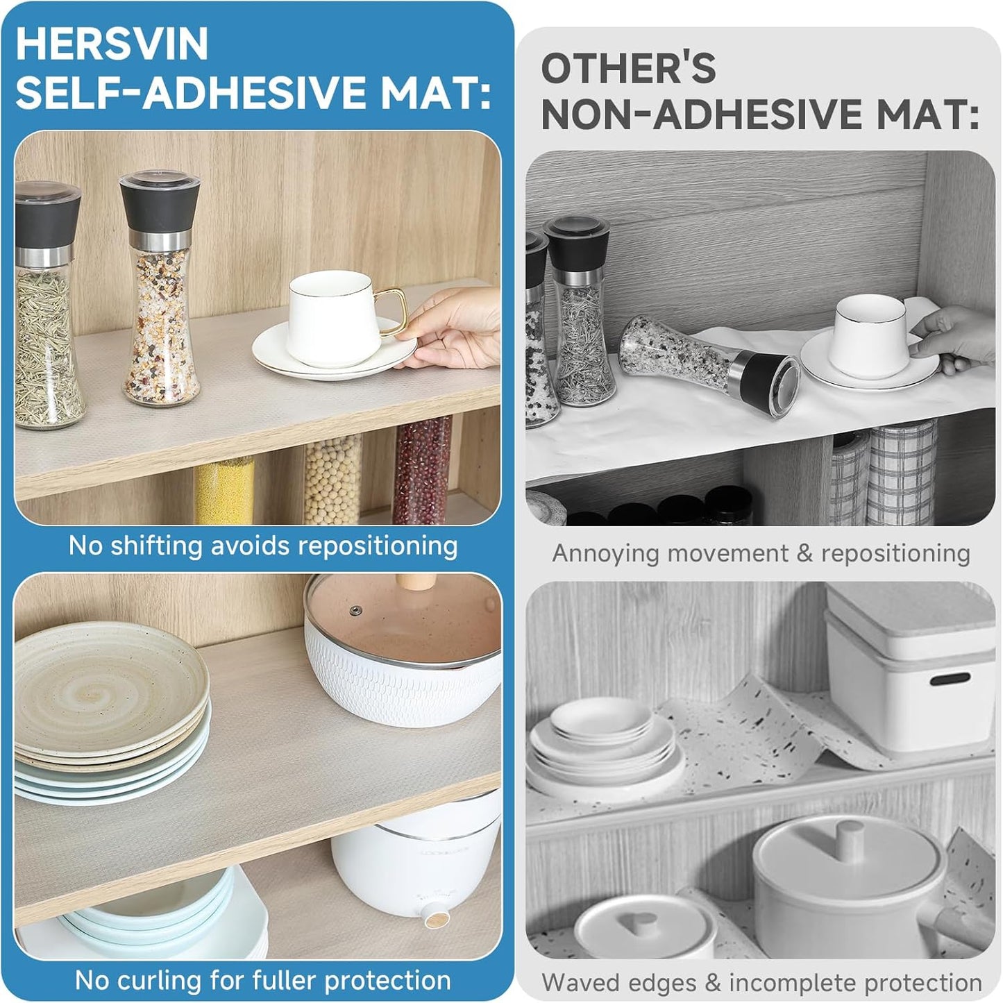 Shelf Liners 24 in x 20 ft Self-Adhesive EVA Drawer Mats, Cupboard Protector, Kitchen Cabinet Lining Fridge Liner (Clear Flat Dot, 61x610cm)