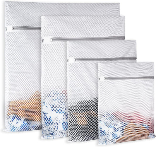 4Pcs Durable Honeycomb Mesh Laundry Bags for Delicates Reusable Wash Bag(1XX-Large 24 x 24 Inches,1X-Large 20 x 24 Inches,1 Large 16 x 20 Inches, 1 Medium 12 x 16 Inches)