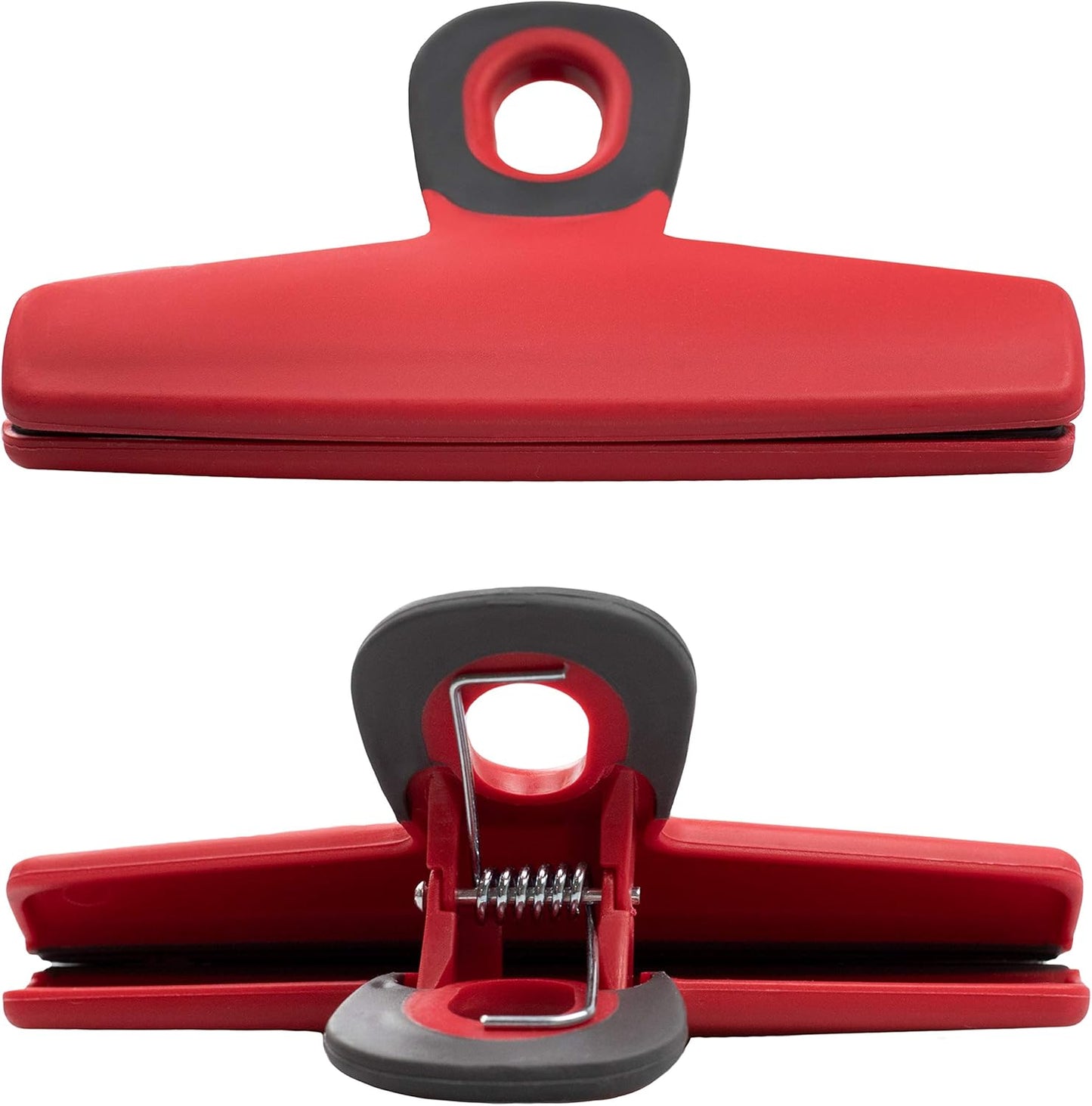 COOK WITH COLOR Wide Heavy Duty Chip Clips, Large Bag Clips for Food Storage, Pack of 4, Red