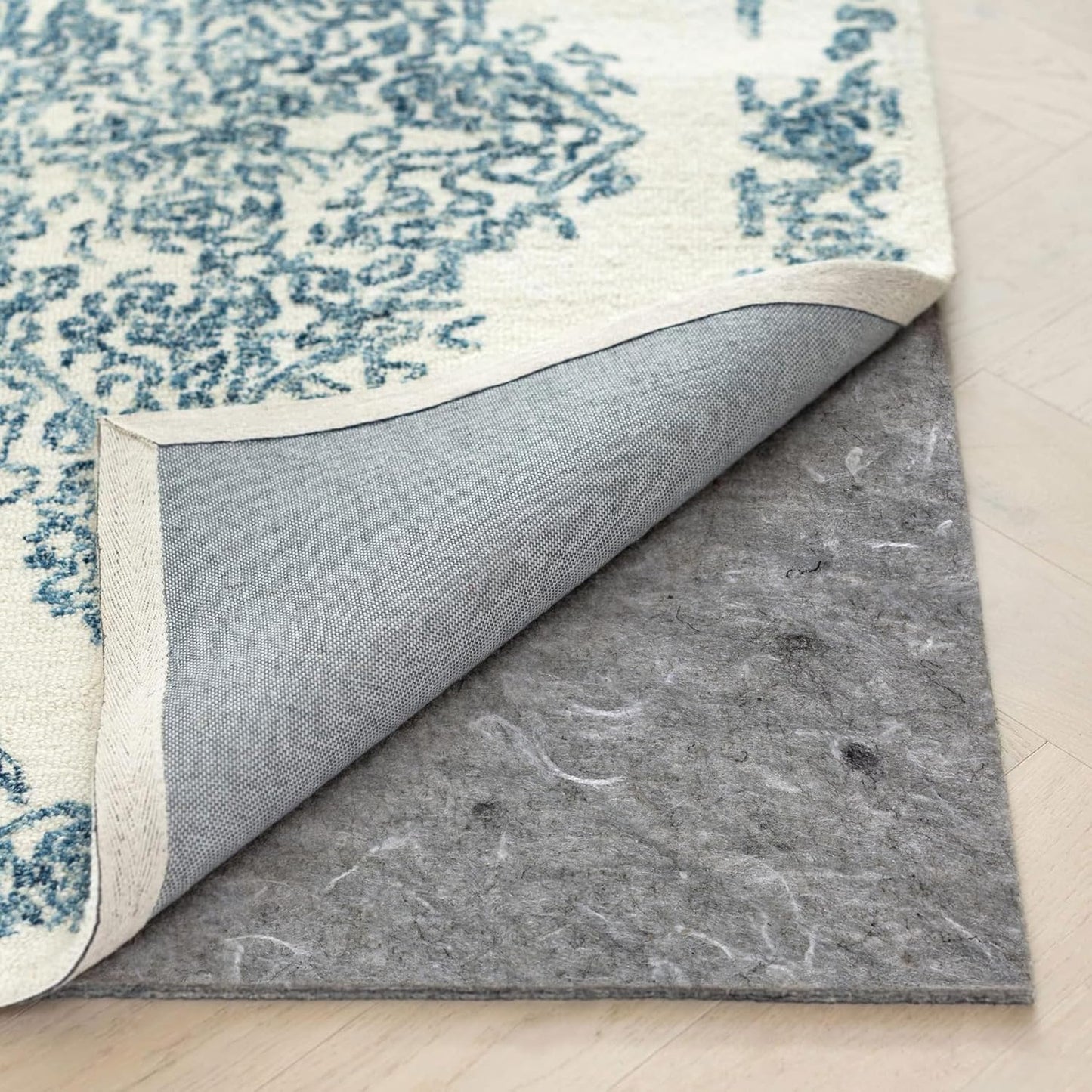 RUGPADUSA - Dual Surface - 11'x15' - 1/8" Thick - Felt + Rubber - Non-Slip Backing Rug Pad - Adds Low-Profile Comfort and Protection