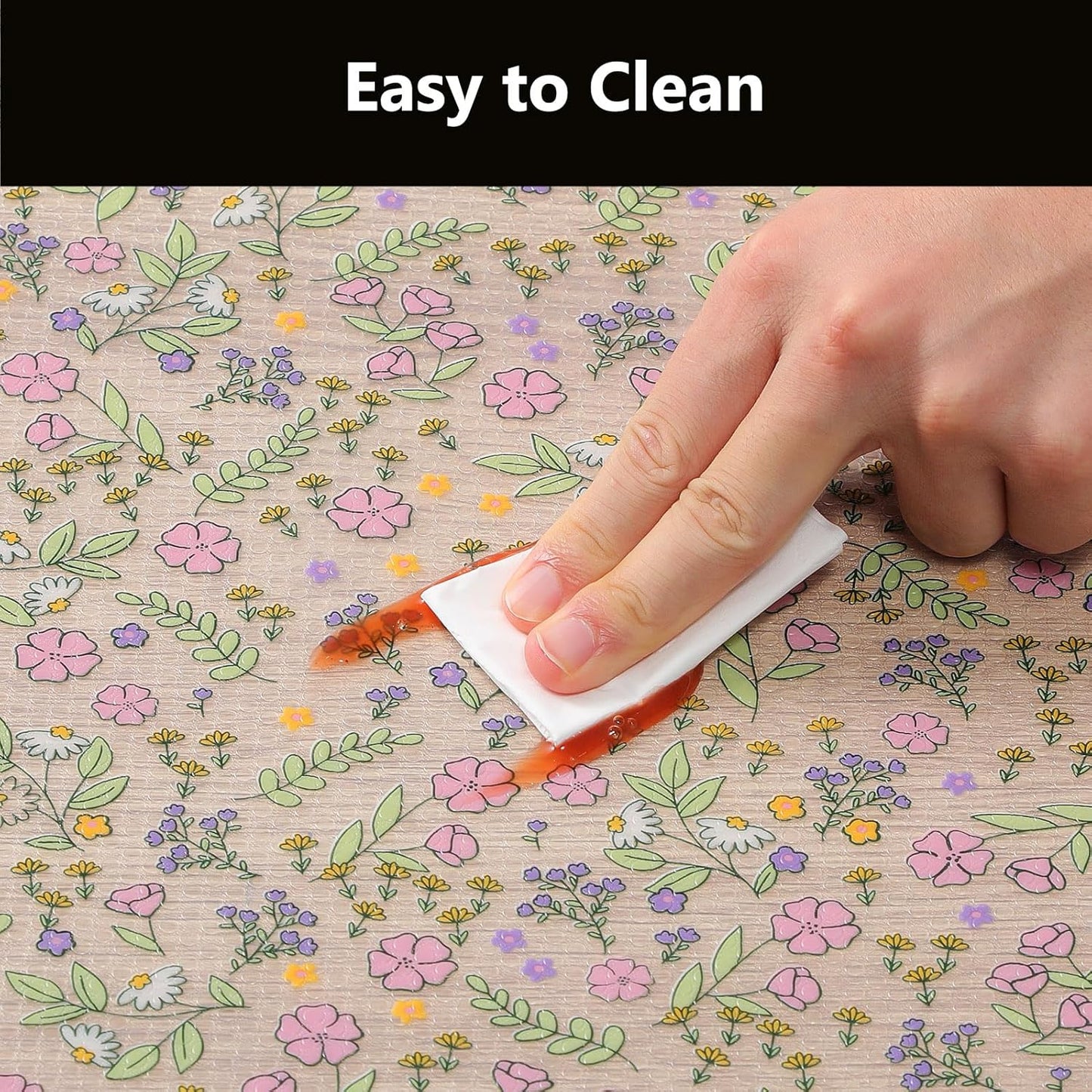 INNOLITES Non-Slip Shelf Liner – Cabinet & Drawer Liner Non-Adhesive – Waterproof Oil-Proof – Durable EVA with Floral for Kitchen Cabinets Refrigerator – BPA-Free, Easy to Cut 17.7" x 78.7"