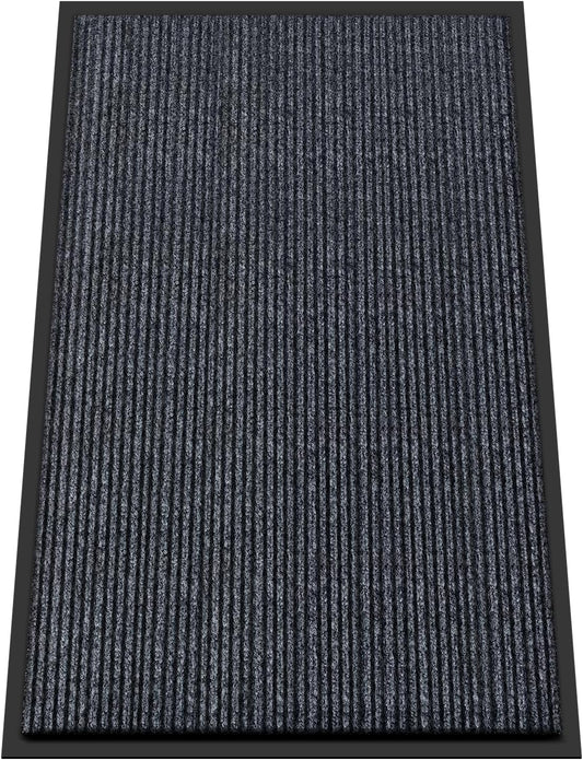 Kuyal Front Door Mat, 3'x5' Indoor Outdoor Entrance Mat, Commercial Floor Mats Inside Outside Entrance, Heavy Duty Durable Welcome Mats, Rubber Backing Non Slip Outdoor Mats for Entryway,Dark Gray