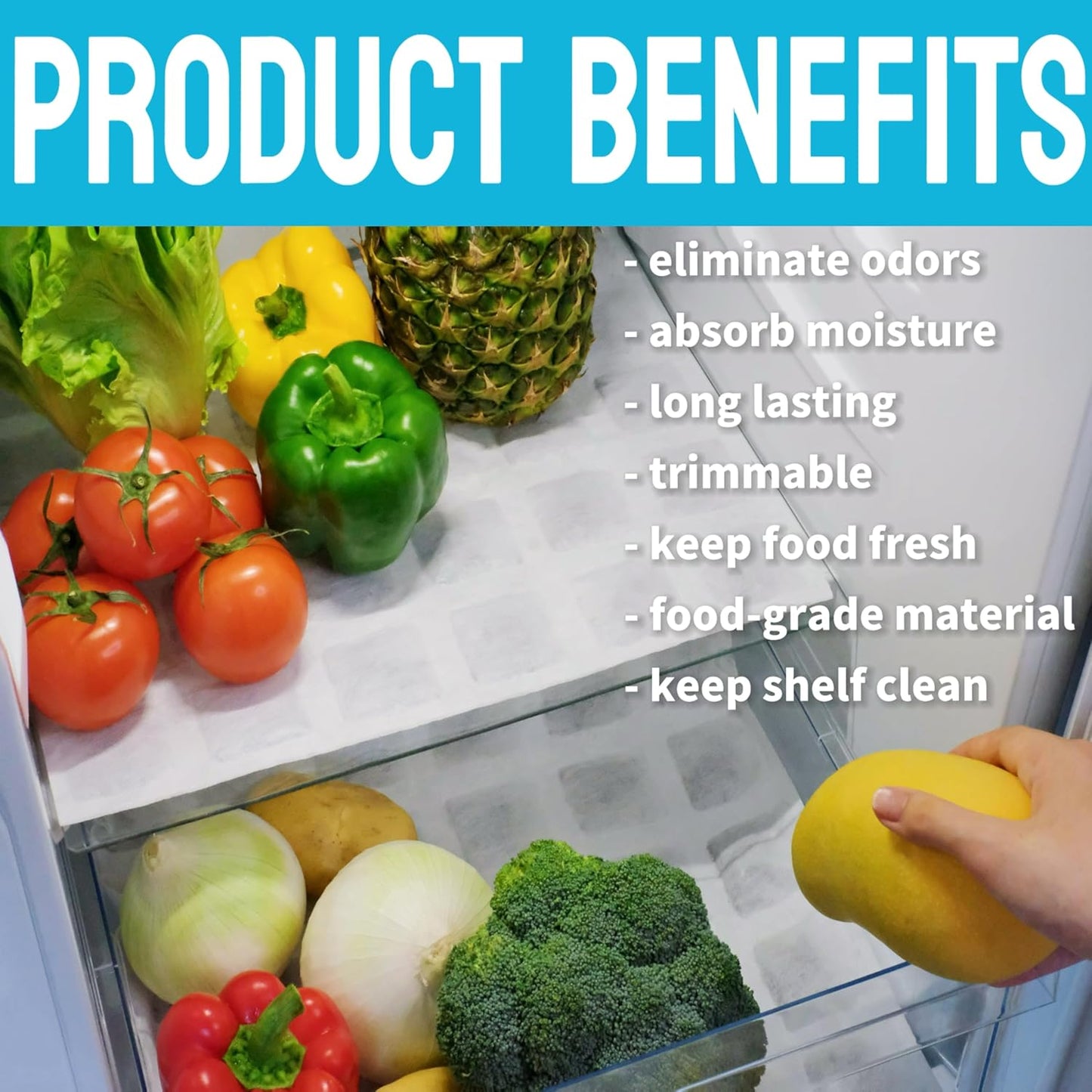 4 Pack Refrigerator Deodorizer, Outperforms Baking Soda Fridge Deodorizer, Odor Eliminator for Fridge & Freezer, Refrigerator Air Freshener And Moisture Absorbers Pad