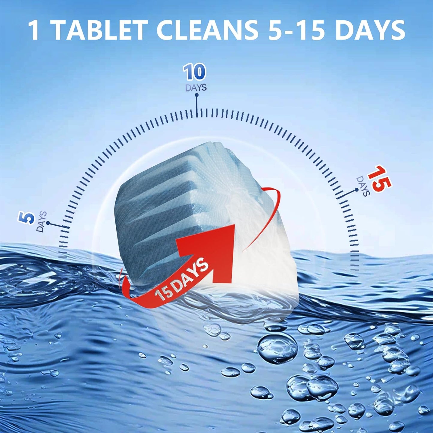 Toilet Bowl Cleaner Tablets, Automatic Toilet Tank Cleaner for Deodorizing & Descaling, Long-Lasting with Sustained Release Technology for Bathroom Cleaners, Blue & White, 12 Packs