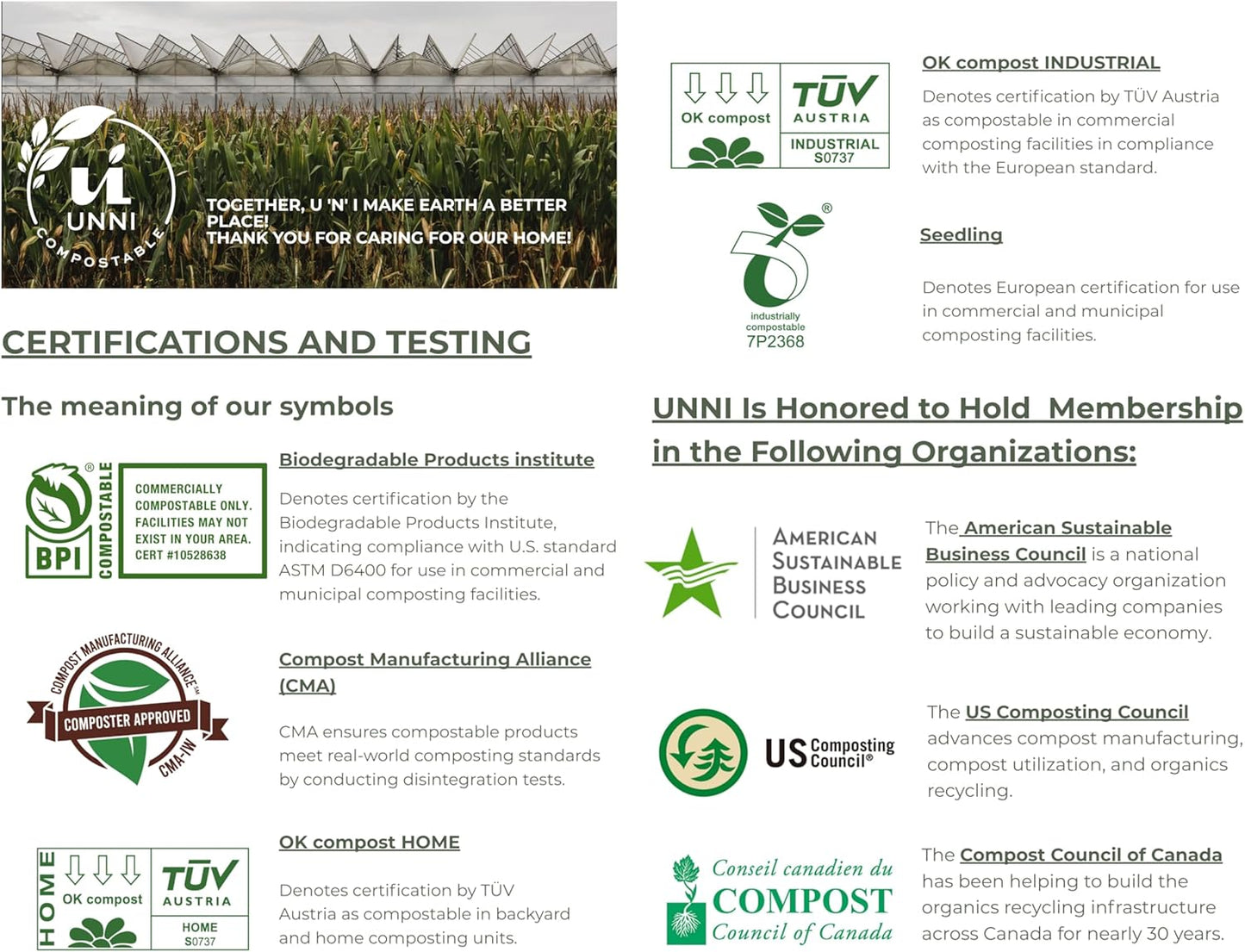 UNNI Compostable Lawn & Leaf Bags, 30-33 Gallon / 124 Liter, 40 Count Value Pack, Extra Thick 1.1 mil Yard Waste & Food Scrap Liners, BPI, CMA & OK compost HOME Certified (Meets ASTM D6400)