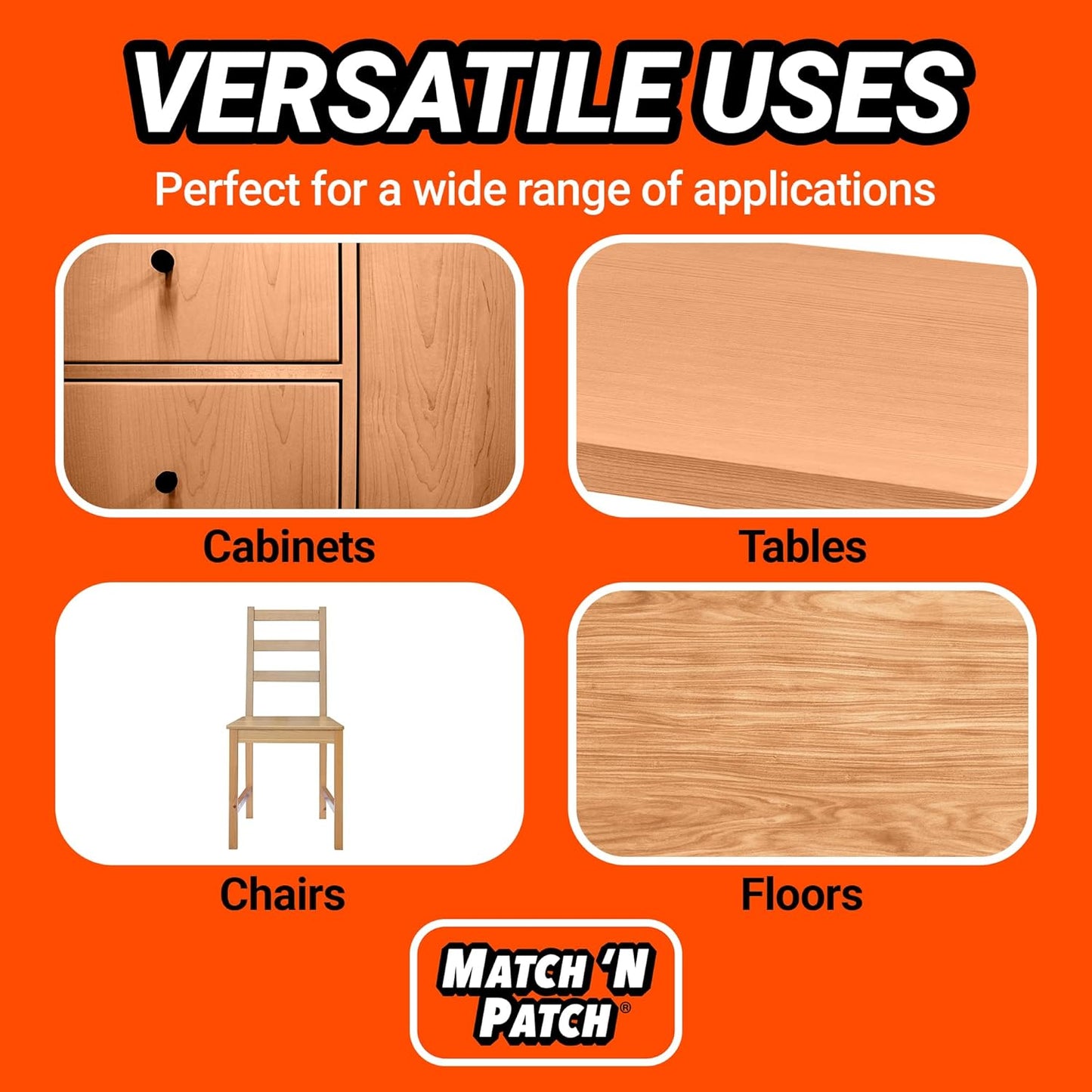 MATCH 'N PATCH Realistic Wood Grain Repair Tape - Durable Multi-Use Adhesive Tape for Furniture, Floors, Cabinets, Windows, Doors, RV, Home Decor & DIY Projects - Wheat Maple, 2.25 in x 15 feet