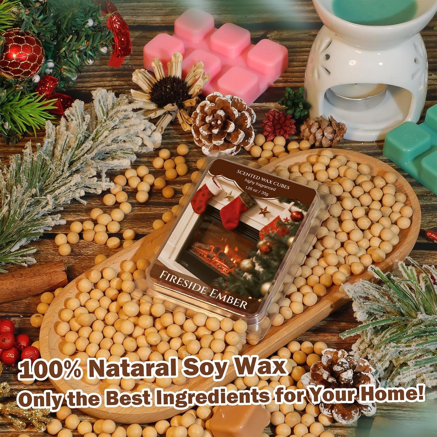 SCENTORINI Christmas Wax Melts, Scented Wax Melts 6 Pack - Non-Toxic, Natural Soy Wax Cubes for Wax Warmers, Long Lasting Strong Scent for Holiday Home Fragrance