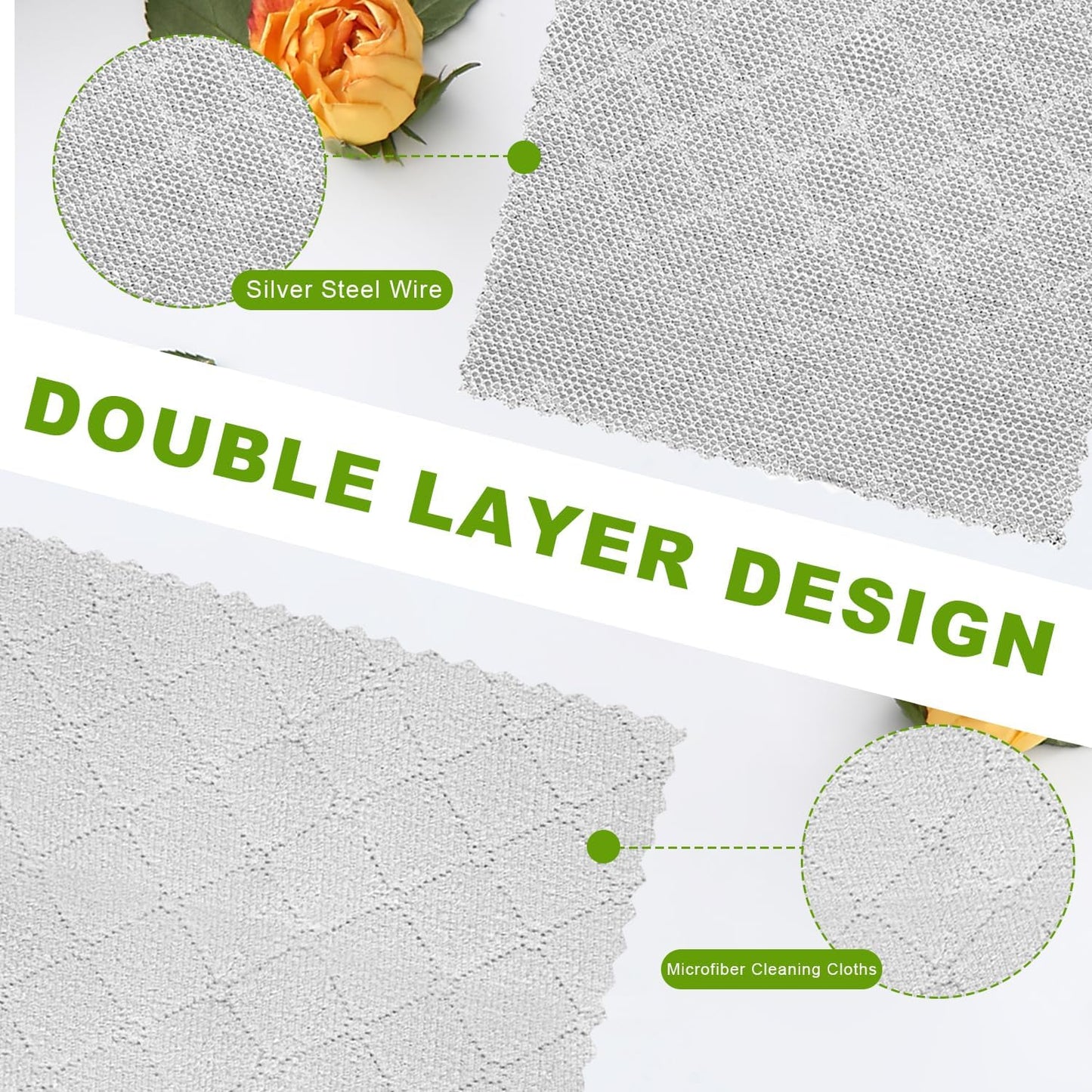 12 Pcs Multipurpose Wire Dishwashing Rag, Upgraded Double-Layer Non-Scratch Wire Dish Cleaning Cloths, Reusable Steel Scrubberfor Kitchen, Cookware, Sinks, Stove Tops, 10"x10"