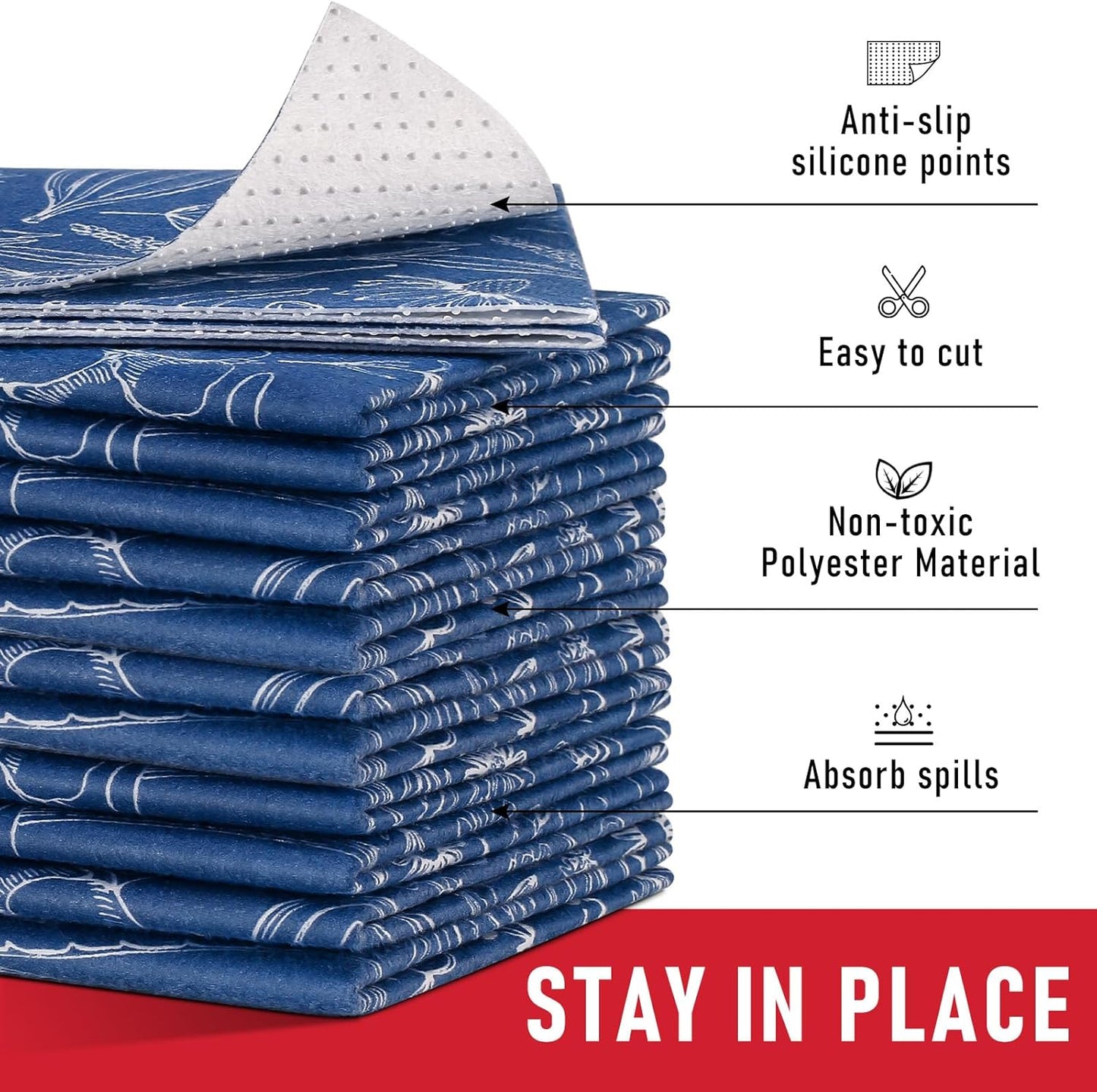 Cooyes Large Fridge Liners for Refrigerator, 17.7" × 24", Drawer & Shelf Liners for Kitchen Cabinets Non-Adhesive, Breathable Cloth Material, Non-Slip, Keep Produce Fresh Longer