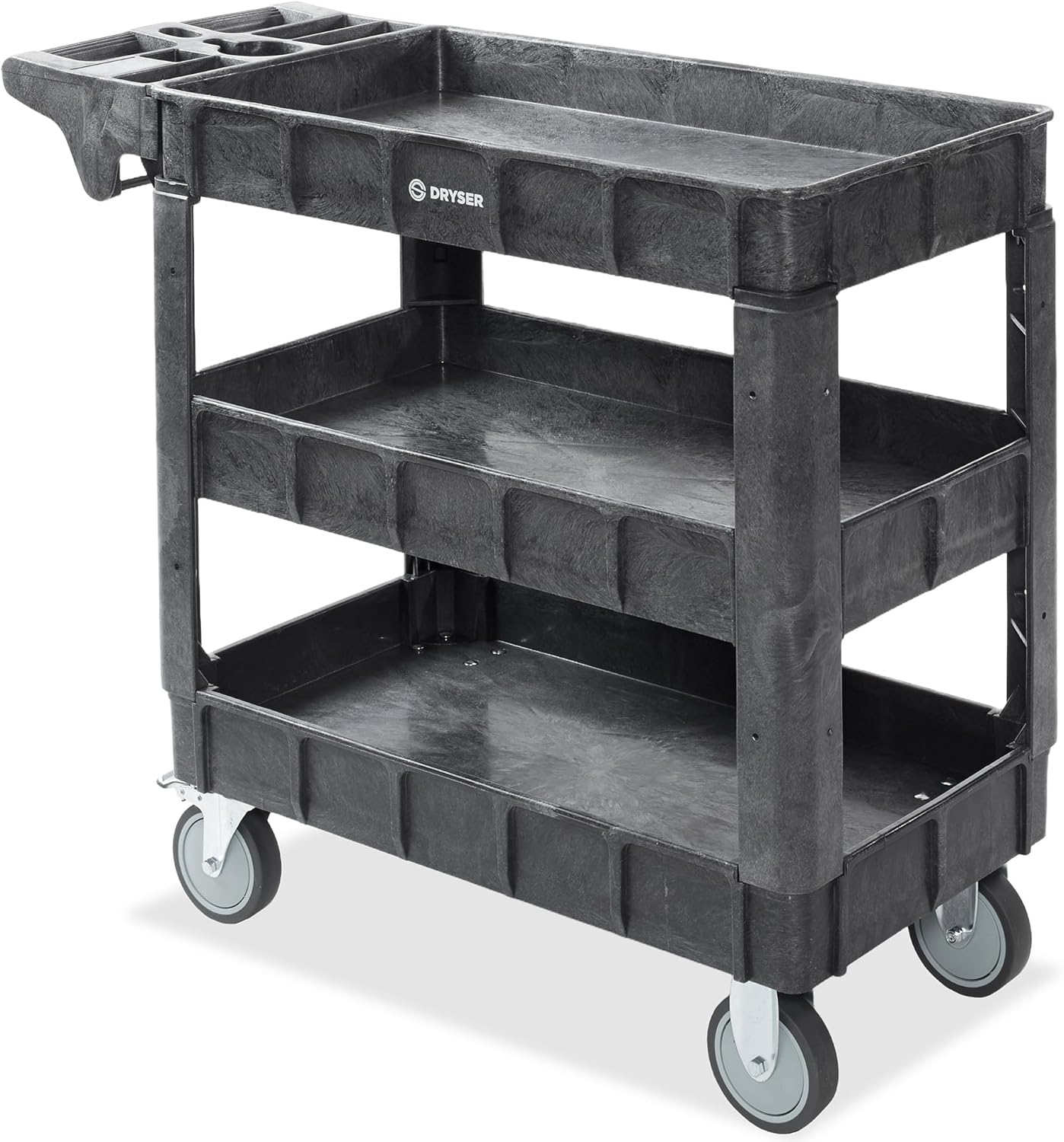 Dryser Utility Cart with Wheels, 40" x 17" Heavy Duty 550 lb. Capacity with Shelves - 3 Tier Rolling Cart with Two 5" Swivel Casters for Warehouse, Garage, Cleaning