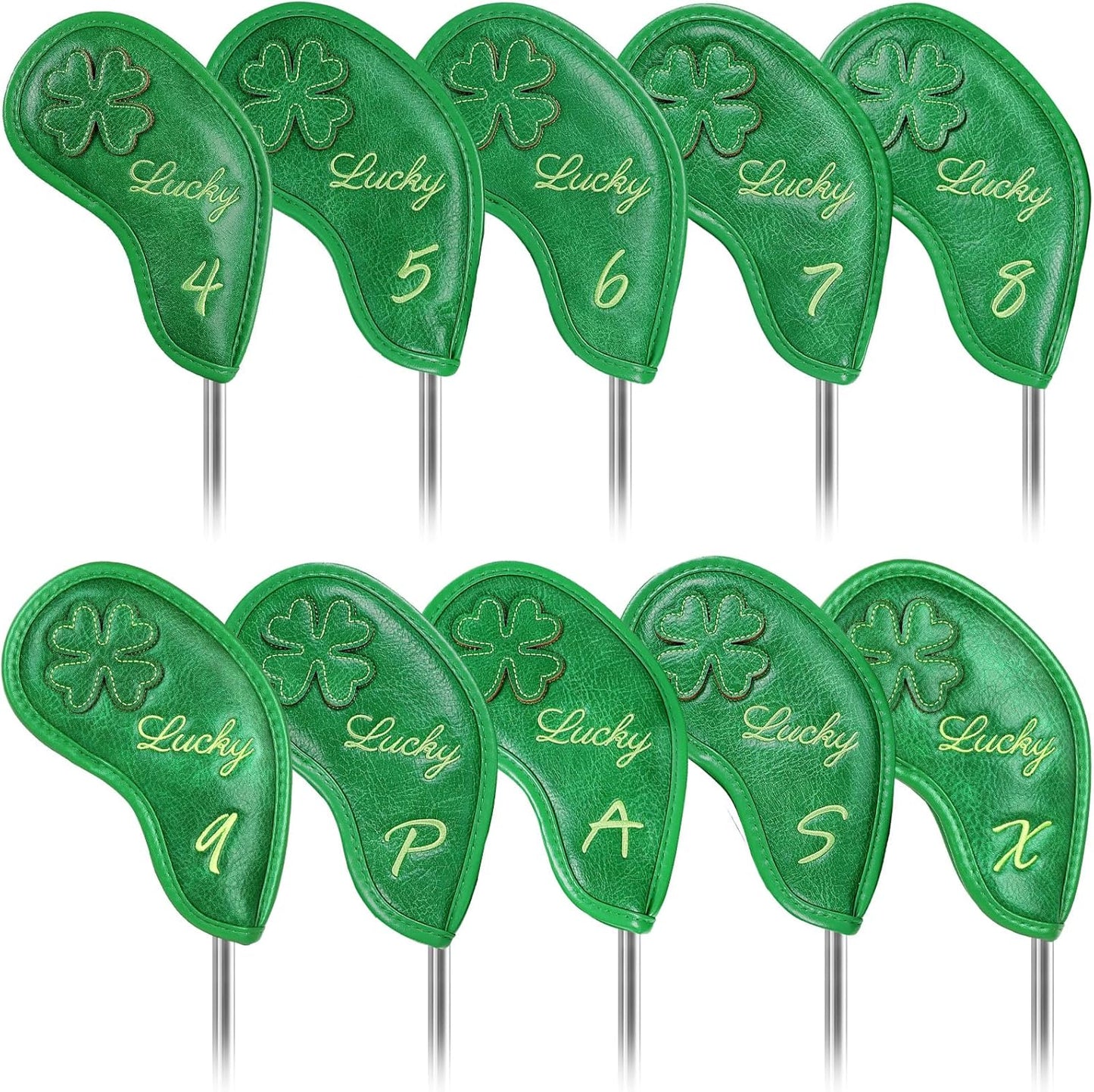 Golf Headcovers Golf Club Head Covers Four Leaf Clover Good Luck Charm - Clover Style Premium Leather Driver Fairway(FW) Wood Hybrid(UT) with Number Tags