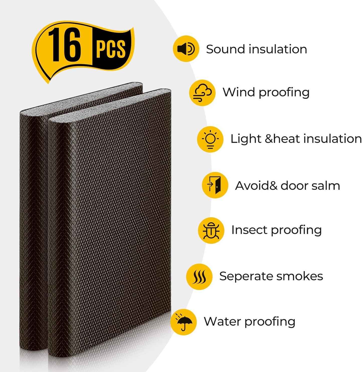 Zonon 16 Pieces Door Corner Seal Weatherstripping Exterior Door Frame Seal Draft Stopper Adhesive Corner Pads for Weather Stripping and Draft Protection (Brown)