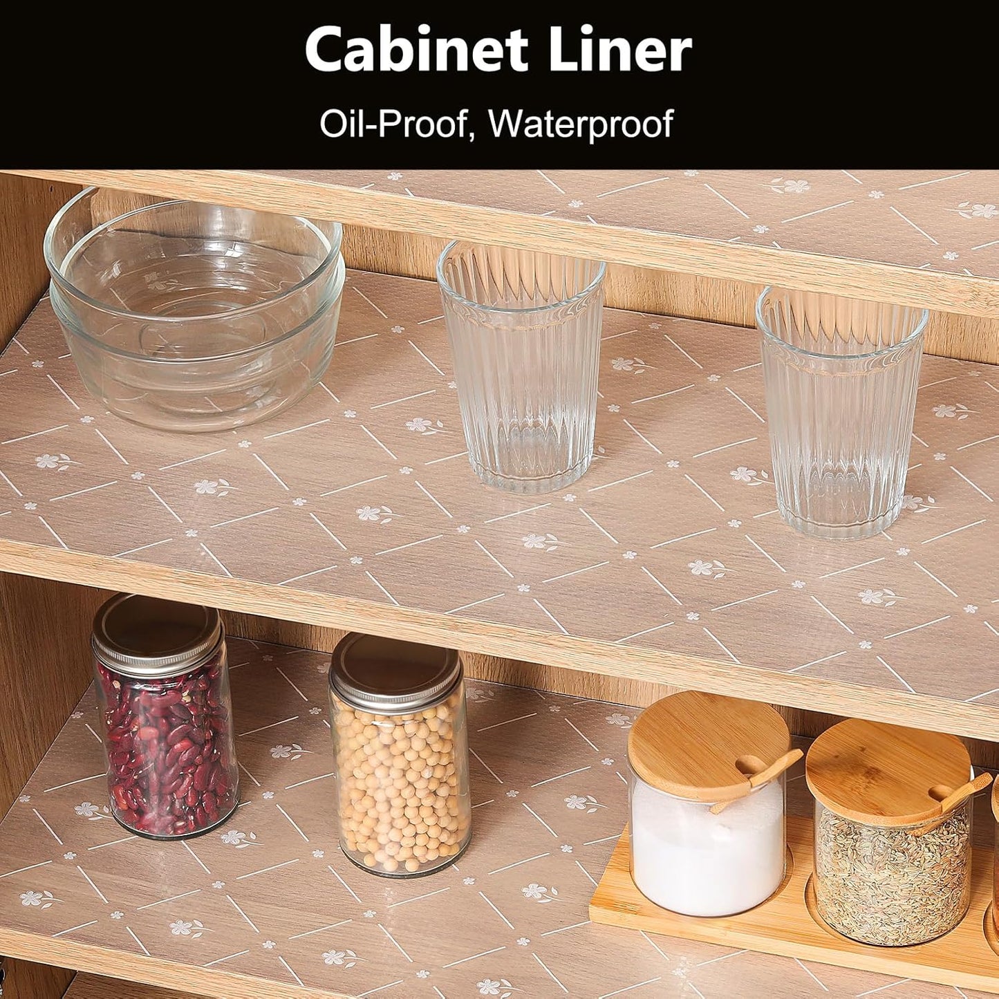 INNOLITES Shelf Liners for Kitchen Cabinets, Non Adhesive Drawer Cabinet Liner, Waterproof Oil-Proof Non-Slip Shelf Liner for Kitchen Pantry Refrigerator 23.6" x 118"