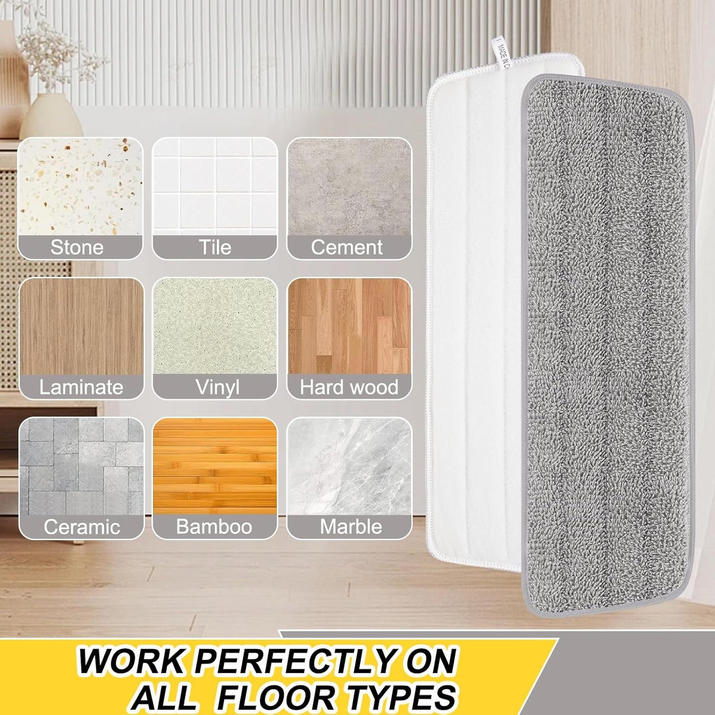 16.5 inch Reusable Mop Pads Microfiber Spray Mop Replacement Heads for Wet/Dry Mops Compatible with Bona Floor Care System (5 Pack)