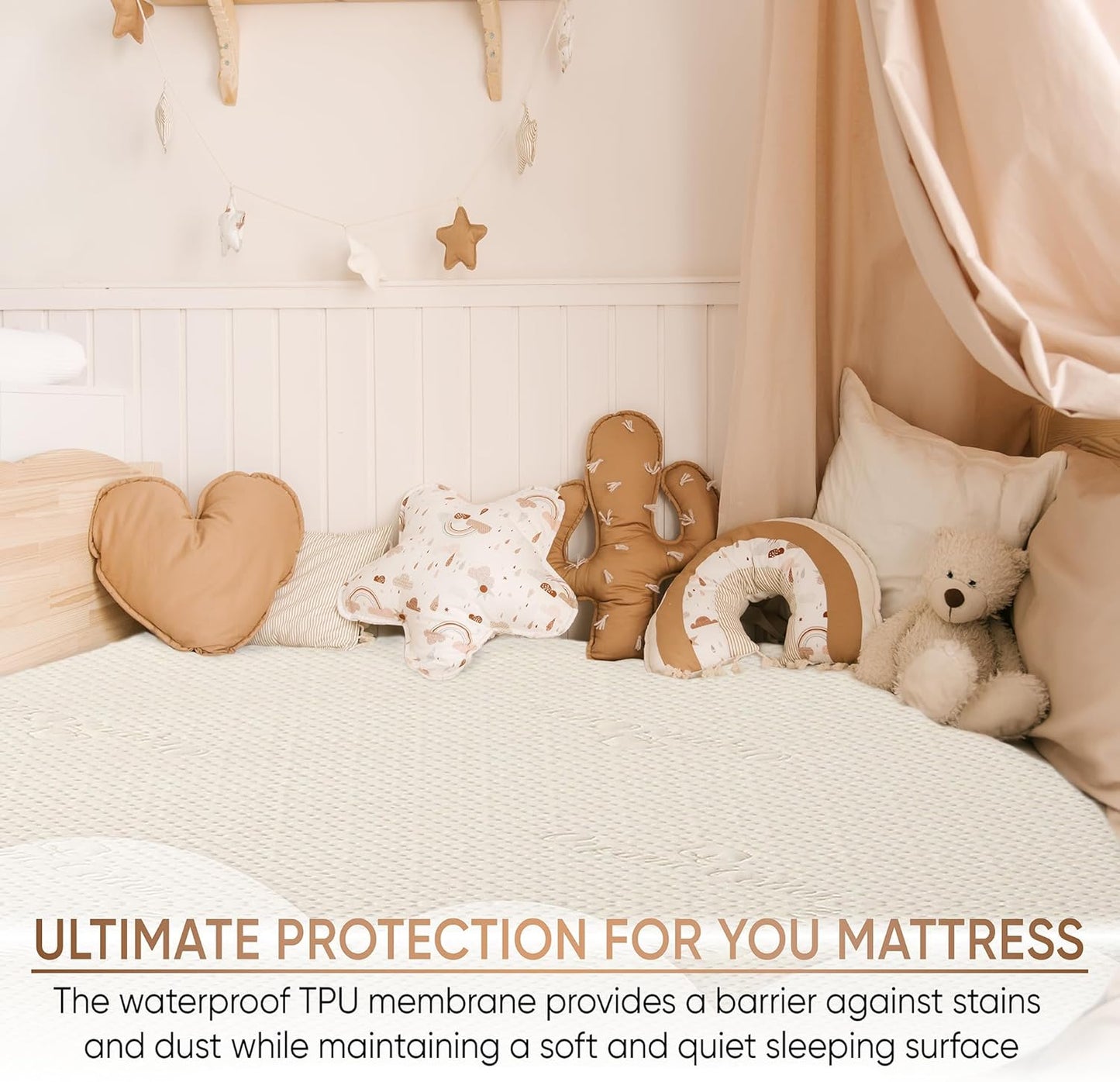 Luxury Waterproof Organic Mattress Protector Twin - Organic Cotton Breathable Mattress Pad Cover - New 380 GSM Comfort - Deep Pocket - Jersey Cotton Skirt - Fitted Comfort