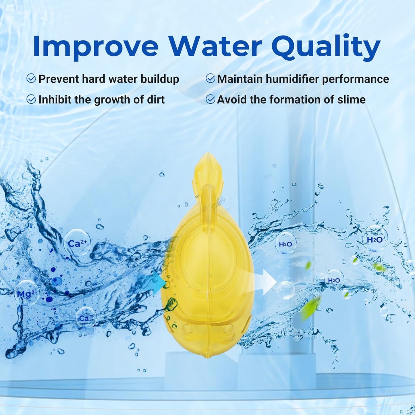 Funmit 6 Pack Universal Humidifier Cleaner Fish Compatible with Almost All Humidifiers and Fish Tanks, Purifies Water, Prevents Hard Water Build-Up, Reduces Scale, Yellow