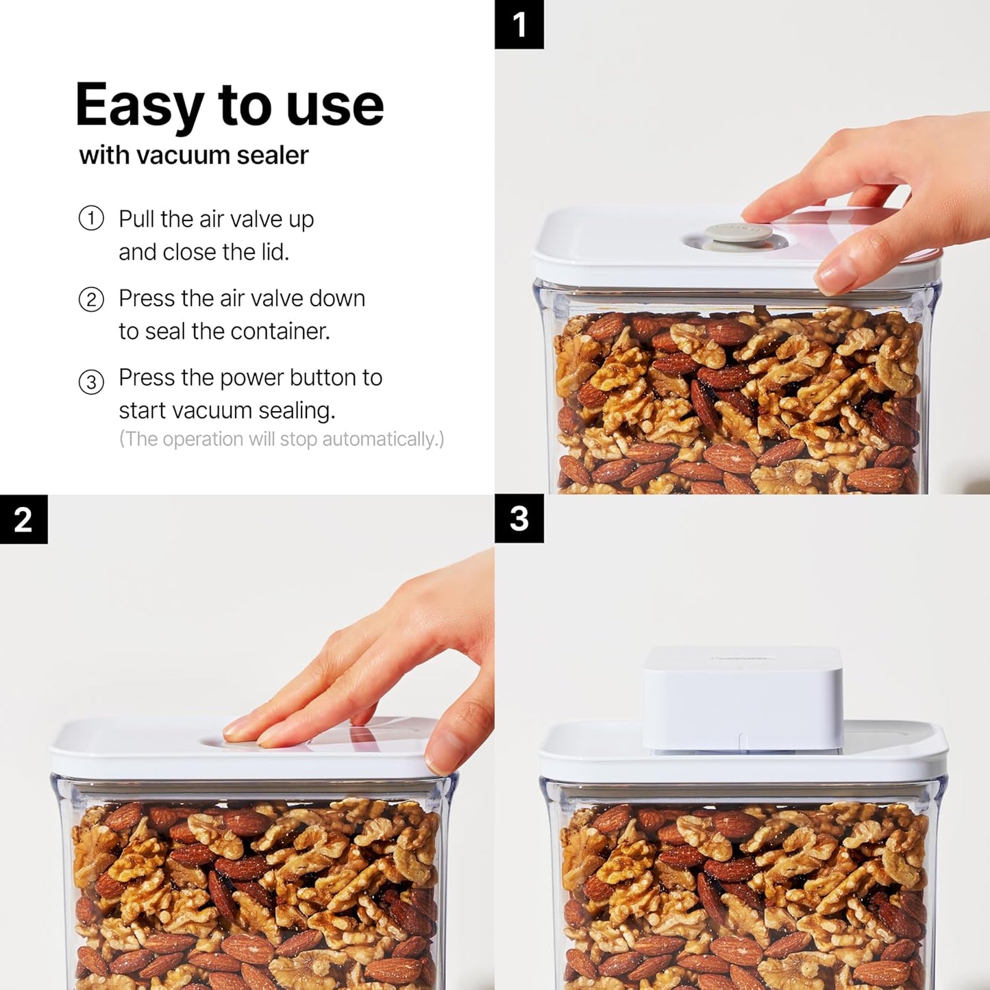 VAKUEN Premium Airtight Food Storage Containers Mega 8P/Set. Total 46.11cup, 7pcs Container and Vacuum Sealer. Smart One-Click Seal Lid, Patented Double Silicone Lining, 100% Leak Proof, BPA-FREE