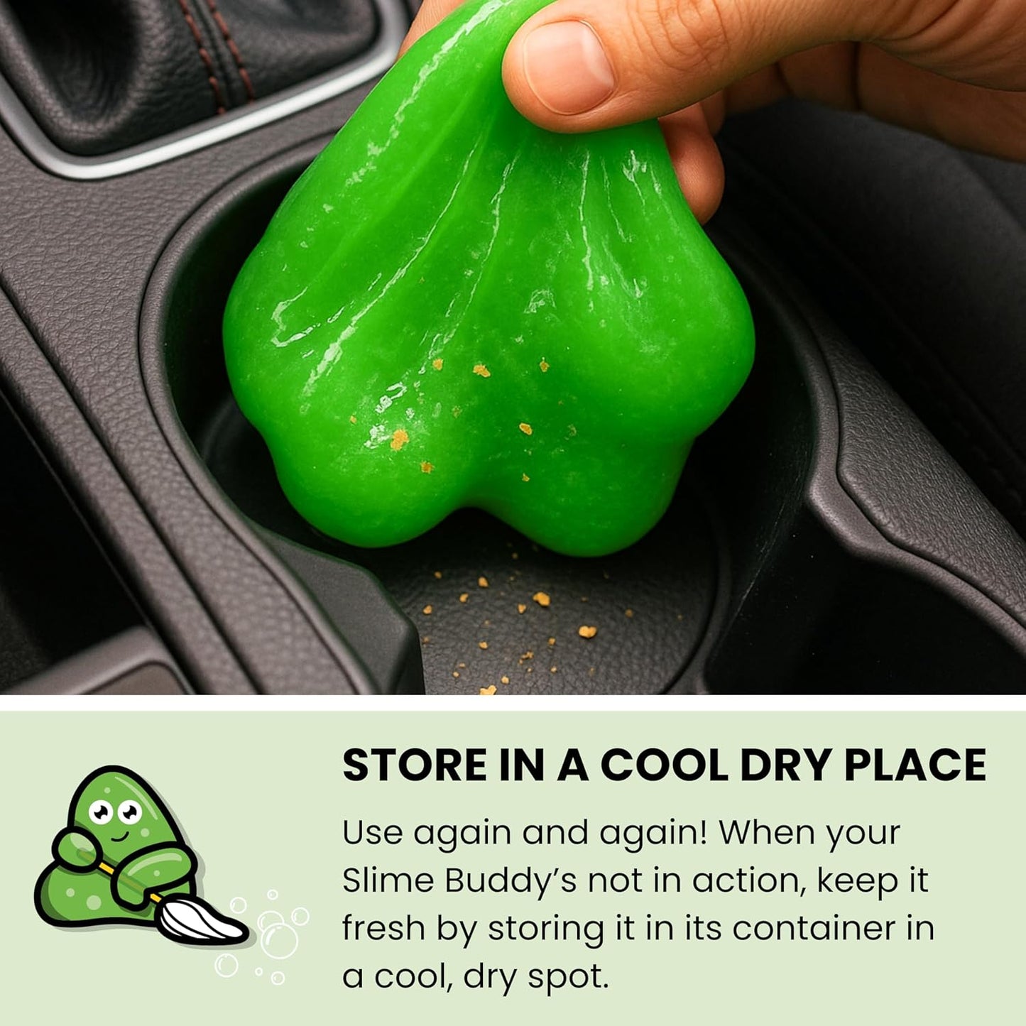Slime Buddies Car Cleaning Gel Putty - 6 Pack Apple Scented Interior Detailing Tool for Cup Holder, Air Vent & Keyboard - Reusable Auto Detailing Accessories - Dust Remover Goop - Gifts for Men Women