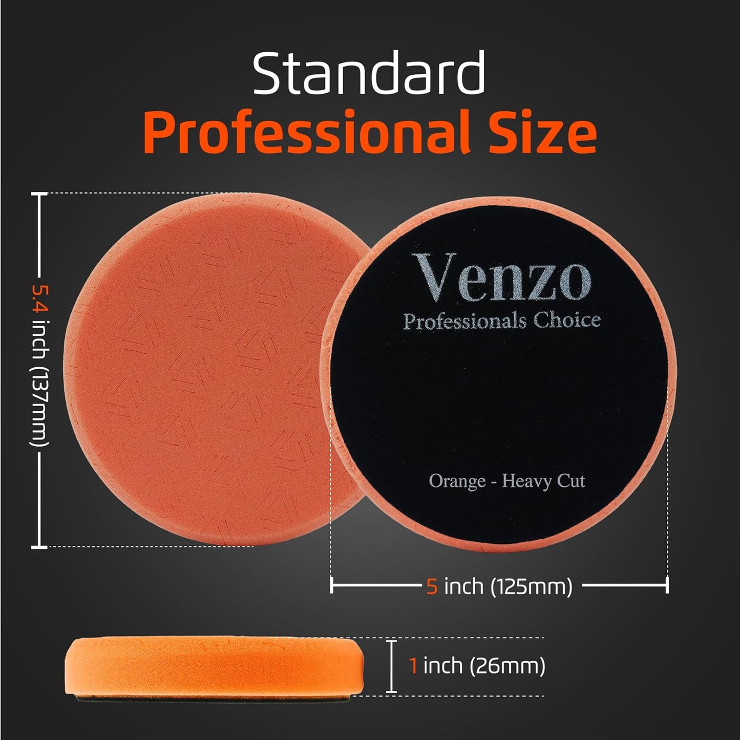 Venzo 5 Inch Buffing Polishing Pads, 5 Pcs 5.5" inch Front Side for 125mm Backing Plate, Buffing Polishing Kit, Cutting, Polishing & Waxing Pads for Car Buffer & Polisher