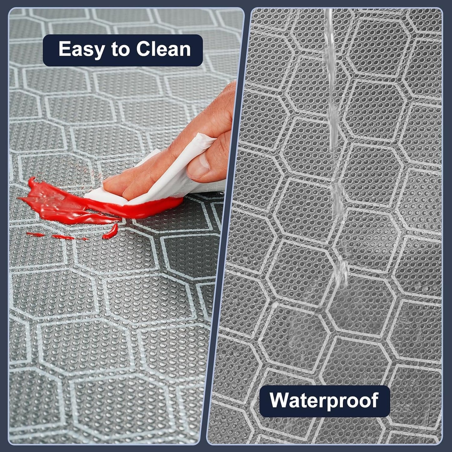 Non-Adhesive Shelf Liner Roll - Waterproof No-Slip Drawer & Cabinet Mat for Kitchen, Refrigerator, Bathroom, Easy to Cut EVA Drawer & Shelf Liners, 12" x 118", Grey