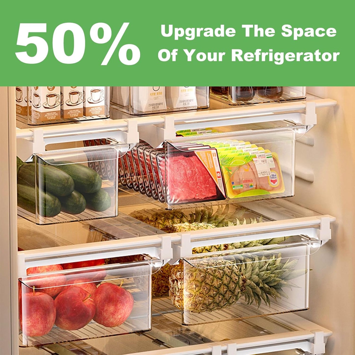 Hanging Fridge Storage Drawer - Space-Saving Fridge Organizer for Refrigerator and Freezer