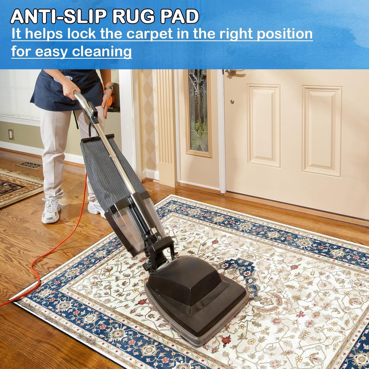 Non-Slip Rug Pads 5 x 7 ft, 100% Waterproof Extra Large Area Rugs Non Skid Rug Pad for All Floors and Finishes Durable Hardwood Floor Protective Felt Keeps Rugs in Place, Safe and Secure