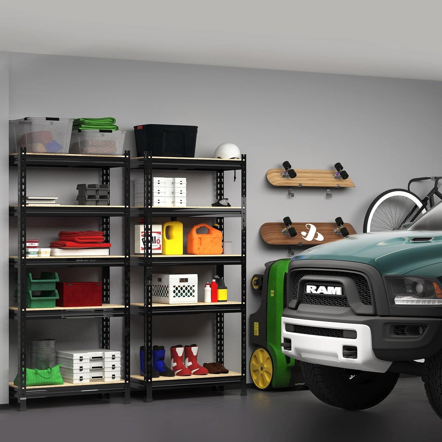 PrimeZone Storage Shelves 4 Pack 5 Tier Adjustable Garage Storage Shelving, Heavy Duty Metal Storage Utility Rack Shelf Unit for Warehouse Pantry Closet Kitchen, Black