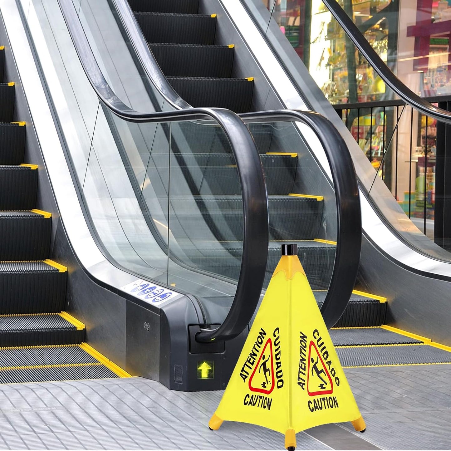 4 Pcs Pop up Wet Floor Sign with Storage Tube 20 Inch Wet Safety Signs Commercial Caution Safety Cone Pop up Caution Sign for Commercial Stores Grocery Restaurant Restroom Office Use