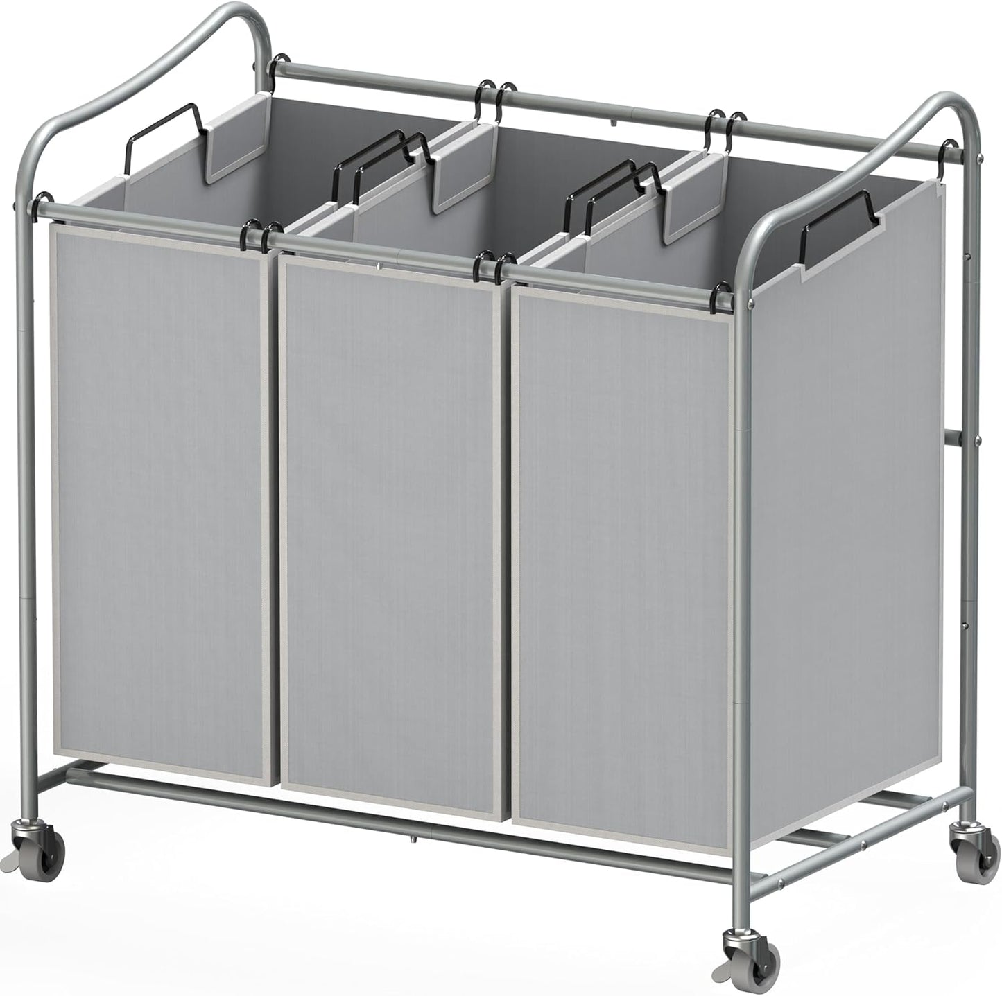 Simple Houseware Heavy-Duty 3-Bag Laundry Sorter Cart, Silver