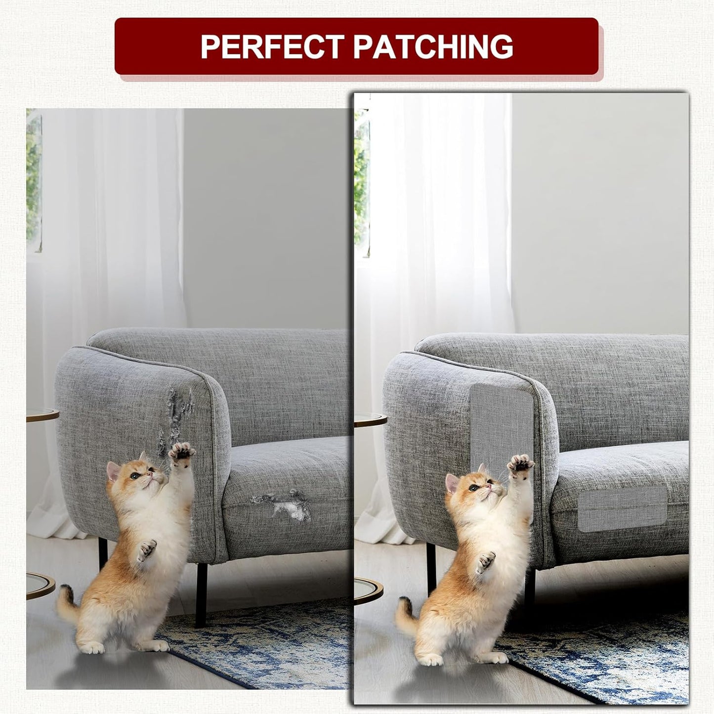 Linen Repair Tape 16x90 inch, Self Adhesive Fabric Patches, Linen Patch Tape Kit, Fabric Repair Tape for Couch Sofas, Headboards, Chairs, Pillows, Curtains, Couches - Black Grey