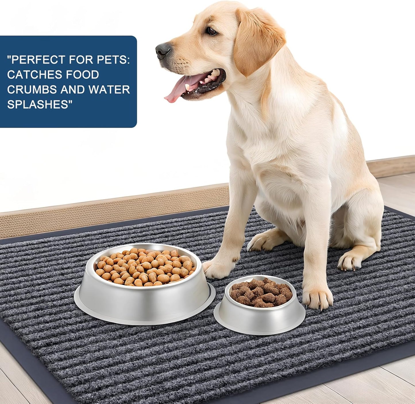 OLANLY Front Door Mat Indoor Outdoor Entrance, Waterproof Heavy Duty Doormat, Fade Resistant, Low Profile, Easy Clean Patio Porch Welcome Floor Mats for Entry, 33x21, Grey