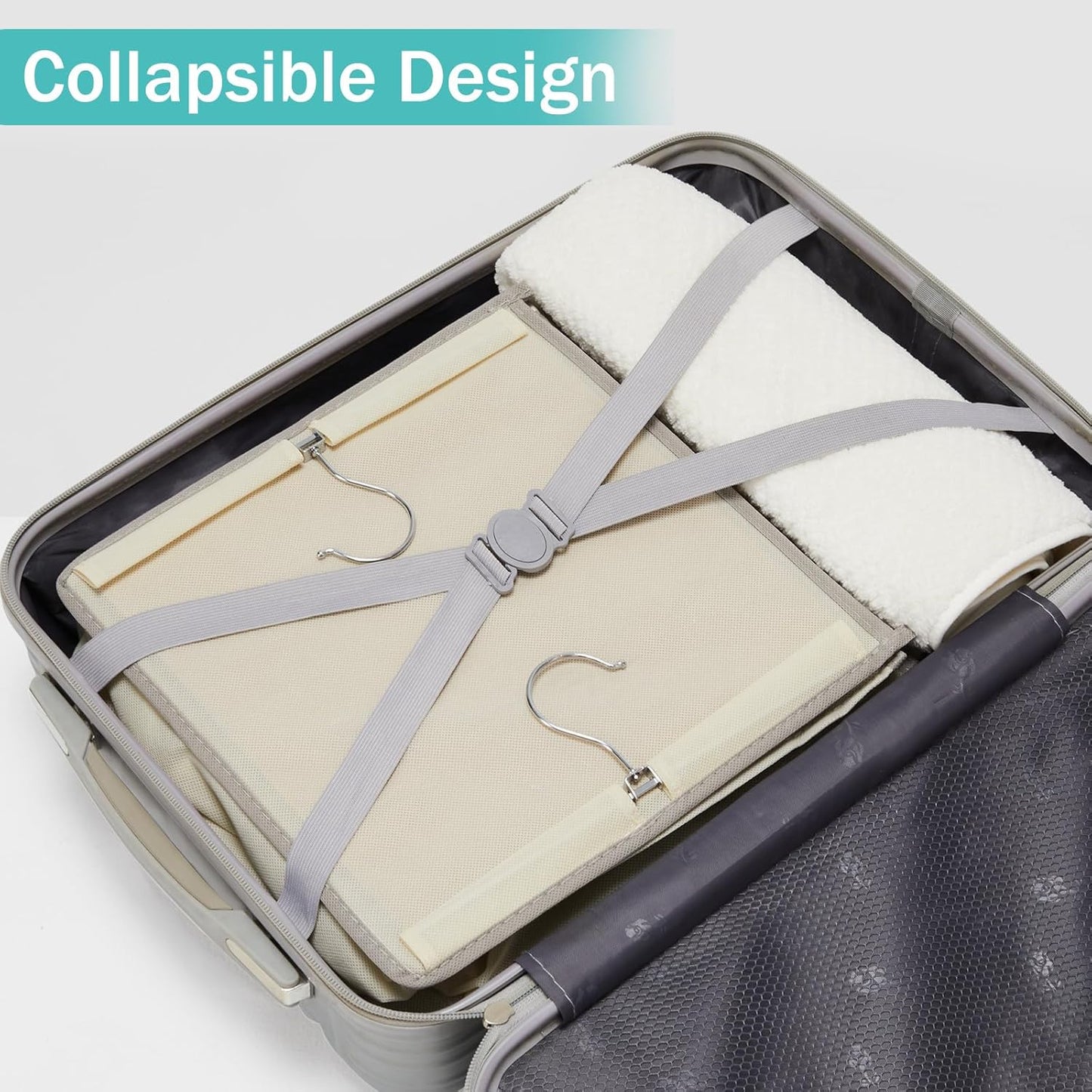 YOUDENOVA Hanging Closet Organizer, 6-Shelf Closet Hanging Storage with Side Pockets, Beige