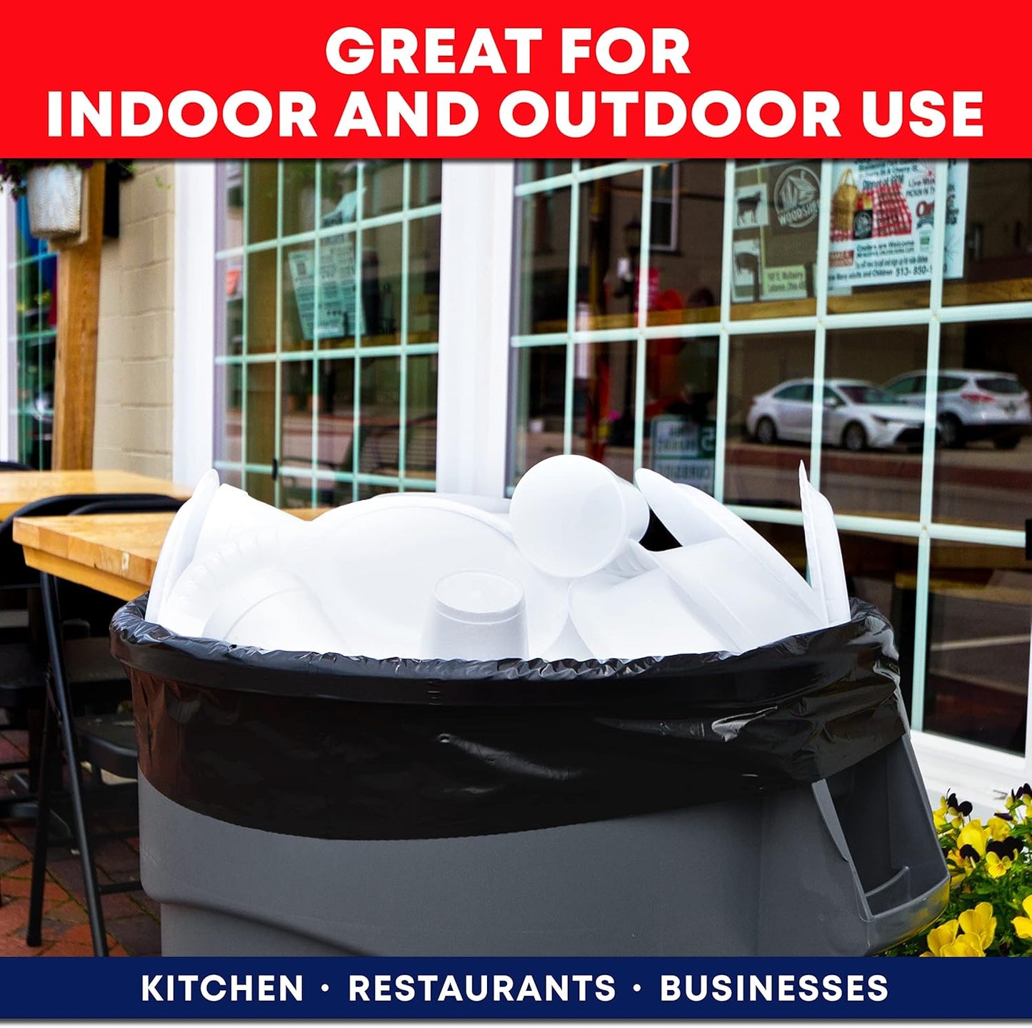 Tasker 45 Gallon Trash Bags, (Value-Pack 100 Bags w/Ties) Extra Large Black Garbage Bags - 39 Gallon - 40 Gallon - 42 Gallon - 44 Gallon - 45 Gallon Large Trash Bag Can Liners Capacity