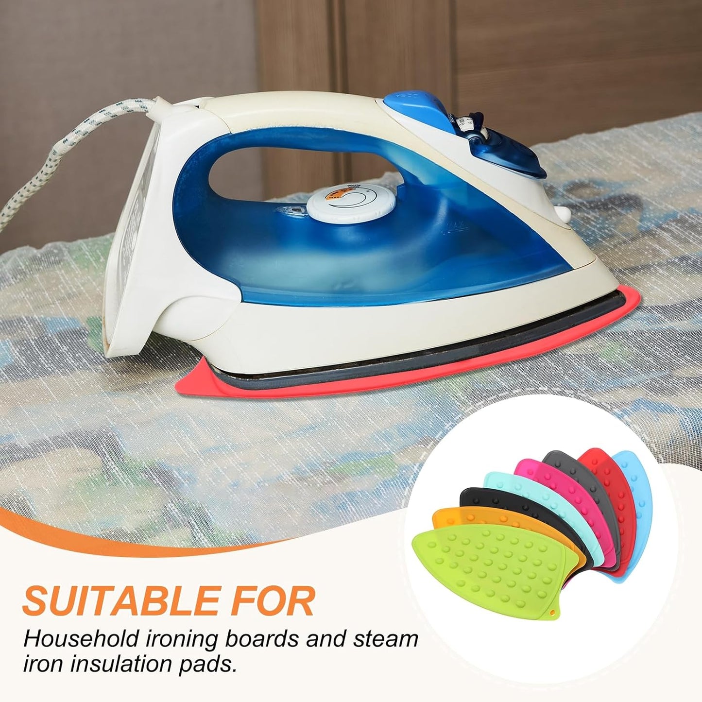 PATIKIL Silicone Iron Rest Pad, 2 Pcs Multipurpose Hot Heat Resistant Iron Rest Plate Protective Pad for Ironing Board Hot Resistant Steamer Steam Compact Mat, Red Yellow