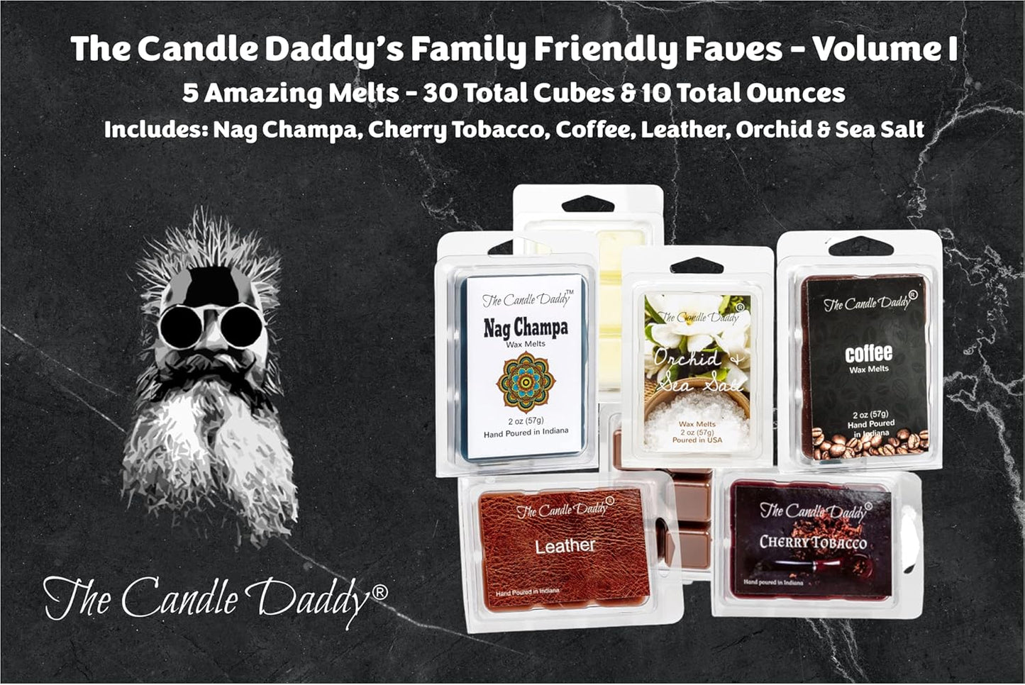 The Candle Daddy Family Friendly FAVES Volume I - 5 Pack of Wax Melts - 30 Total Cubes - 10 Total Ounces