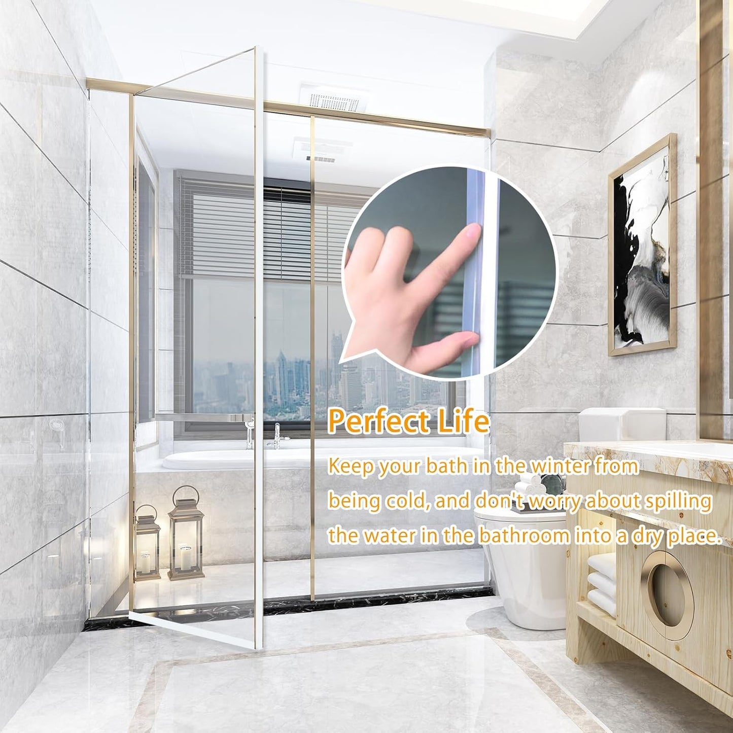 Door Weather Stripping Doors Seal Strip, 26 FT Silicone Sealing Tape for Door Draft Stopper Adhesive for Doors, Windows and Shower Glass Gaps (Transparent, 35mm)