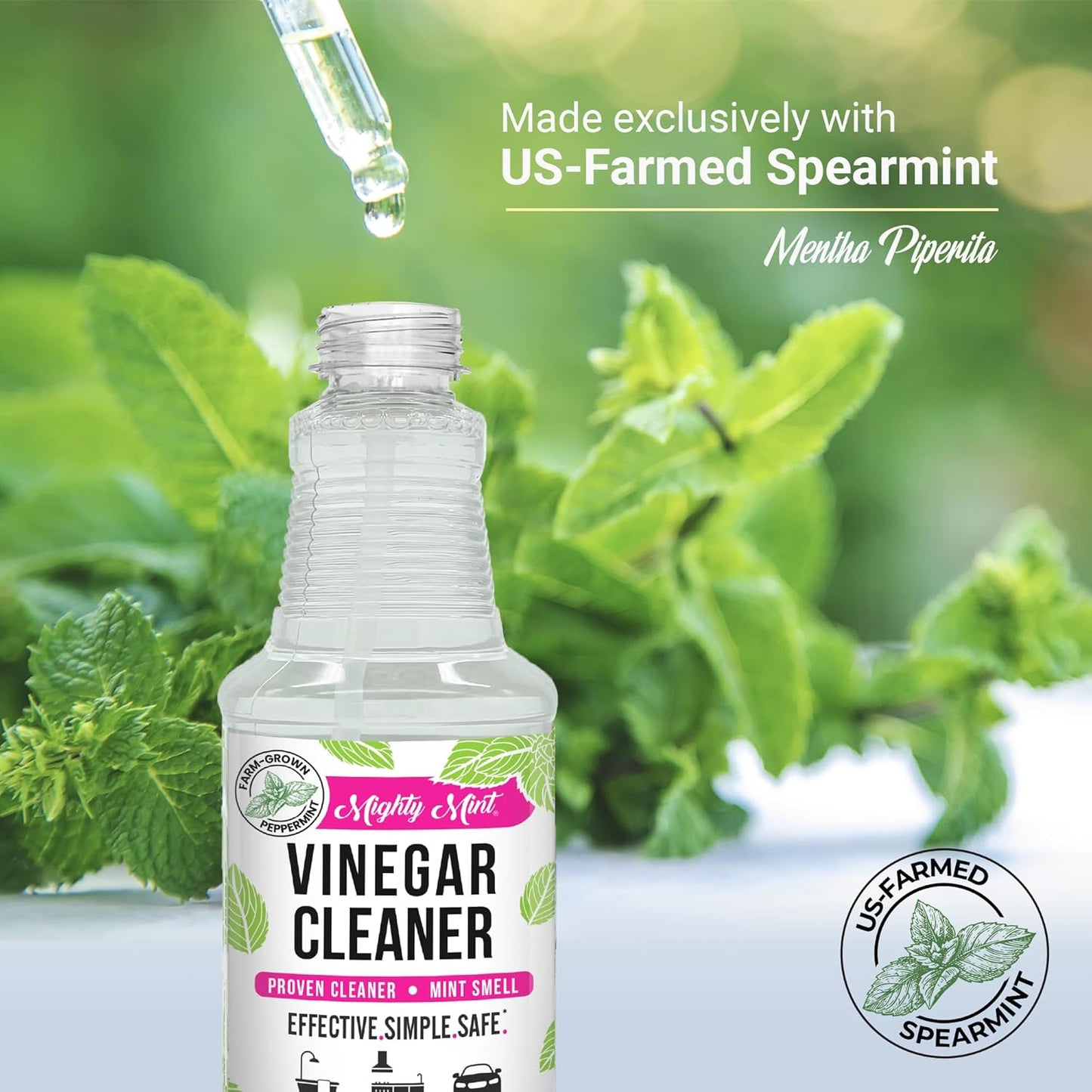 Mighty Mint Vinegar Cleaner, All-Purpose Spray, Natural Spearmint Scent, 16oz - 2 Pack