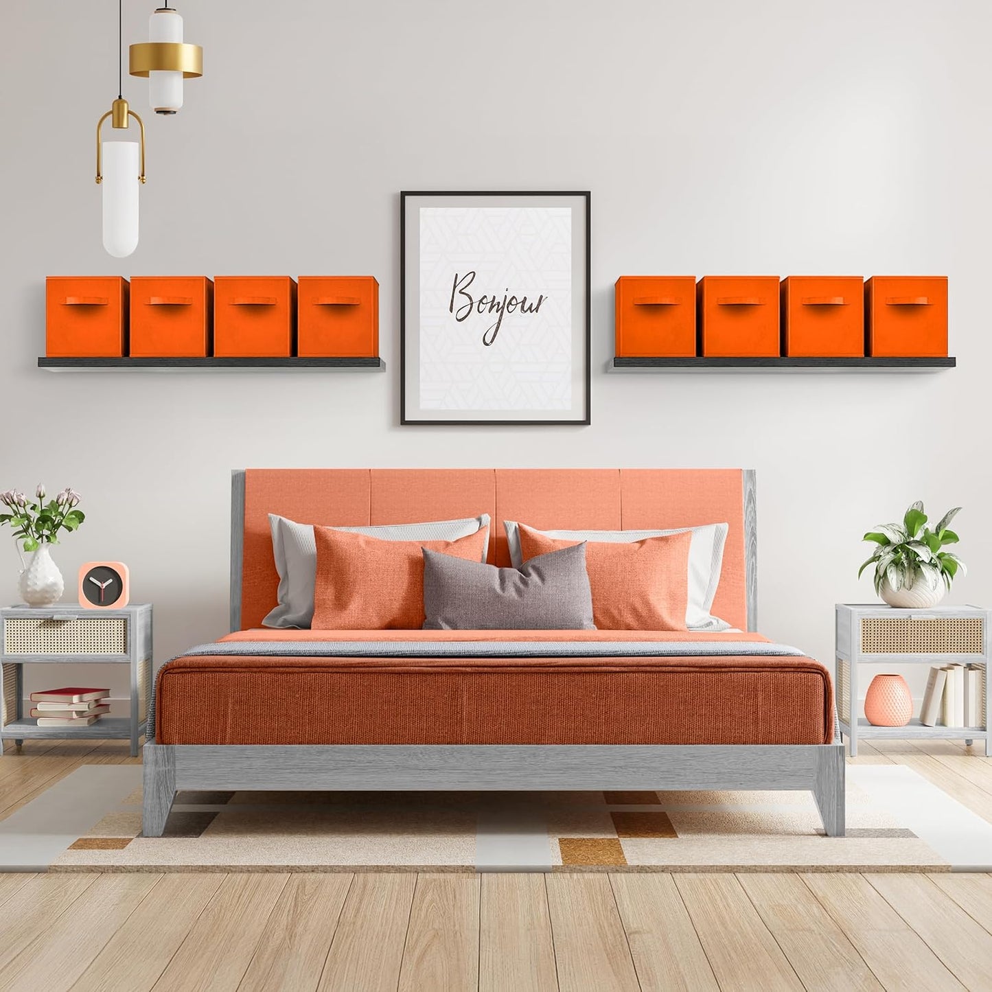 Sorbus 13 Inch Storage Bins - Sturdy Collapsible Fabric Storage Cubes with Handle - 8 Foldable Baskets for Organizing Clothes, Toys, Books - Storage Baskets for Shelves, Closets