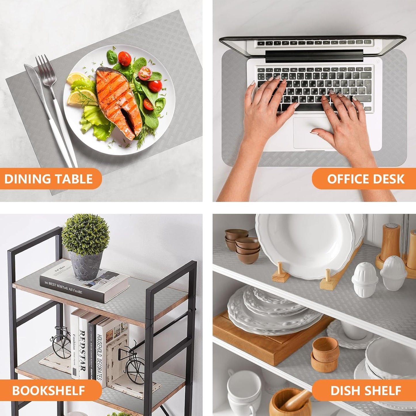 Light Gray Shelf Liners for Kitchen Cabinets Refrigerator Liners Waterproof & Oil-Proof Kitchen Cupboard Liner Drawer Mats EVA Material Non Adhesive Fridge Liner for Shelves 11.8 x 118 Inches