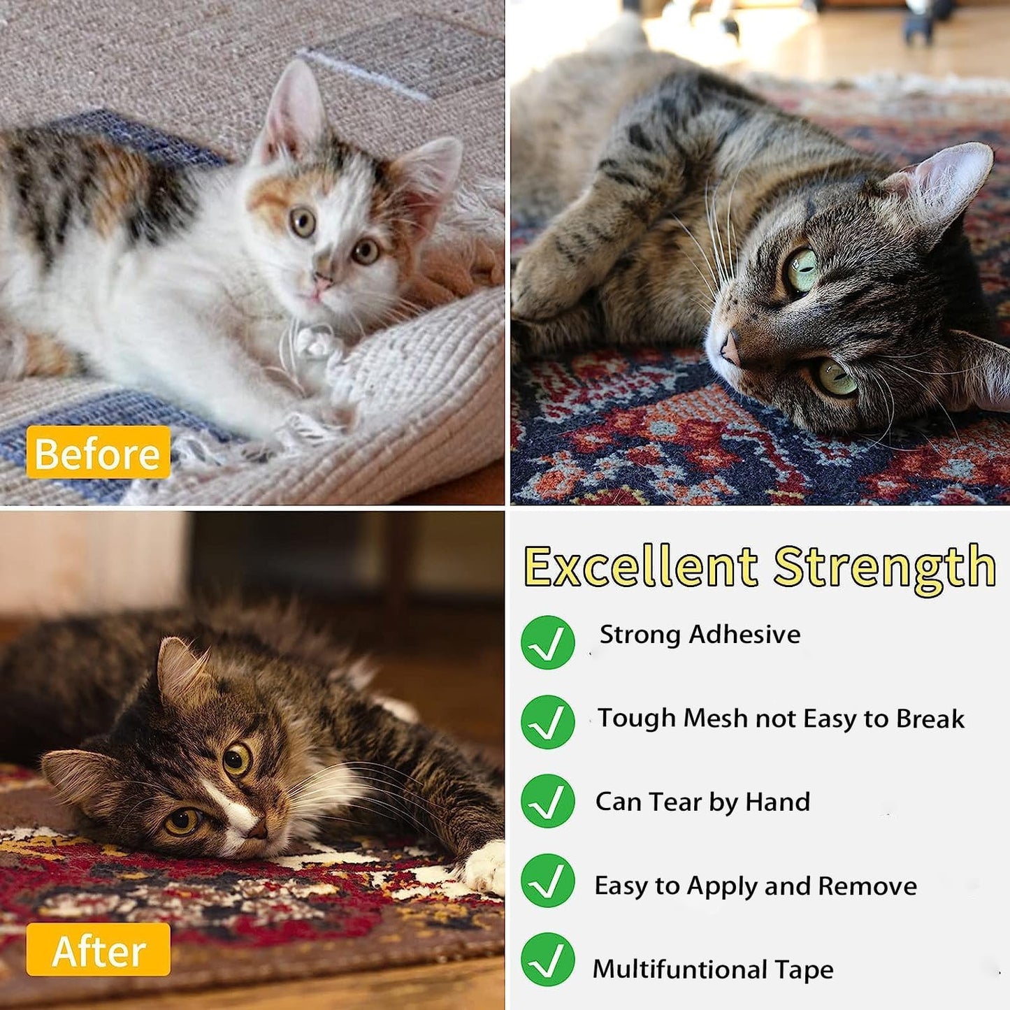 Double Sided Tape High Tack, 1.18in x 66FT(20m), Universal Mounting Tape Clear, Heavy Duty Strong Wall Adhesive with Fiberglass Mesh, Easy Use Super Sticky Resistant Tape, White