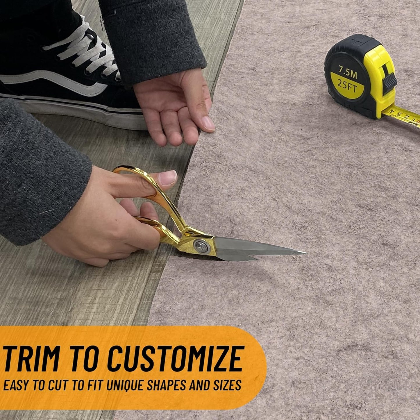 Ottomanson 8' x 9' Non-Slip Rug Pad Gripper 1/4 Inch Thick Dual Surface Felt + Rubber Gripper - Safe for All Floors, Brown