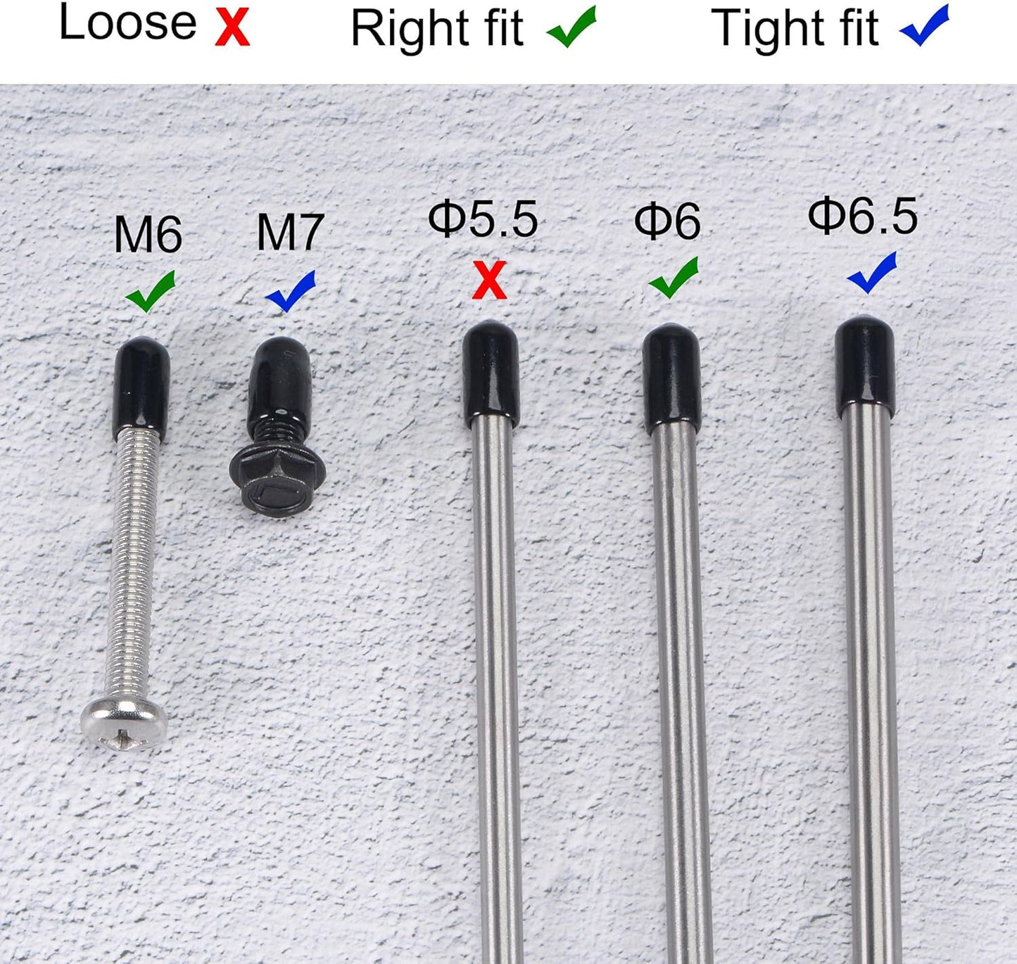 uxcell 20pcs Rubber End Caps 1/4"(6mm) ID Vinyl Round Tube Bolt Cap Cover Thread Protectors Black