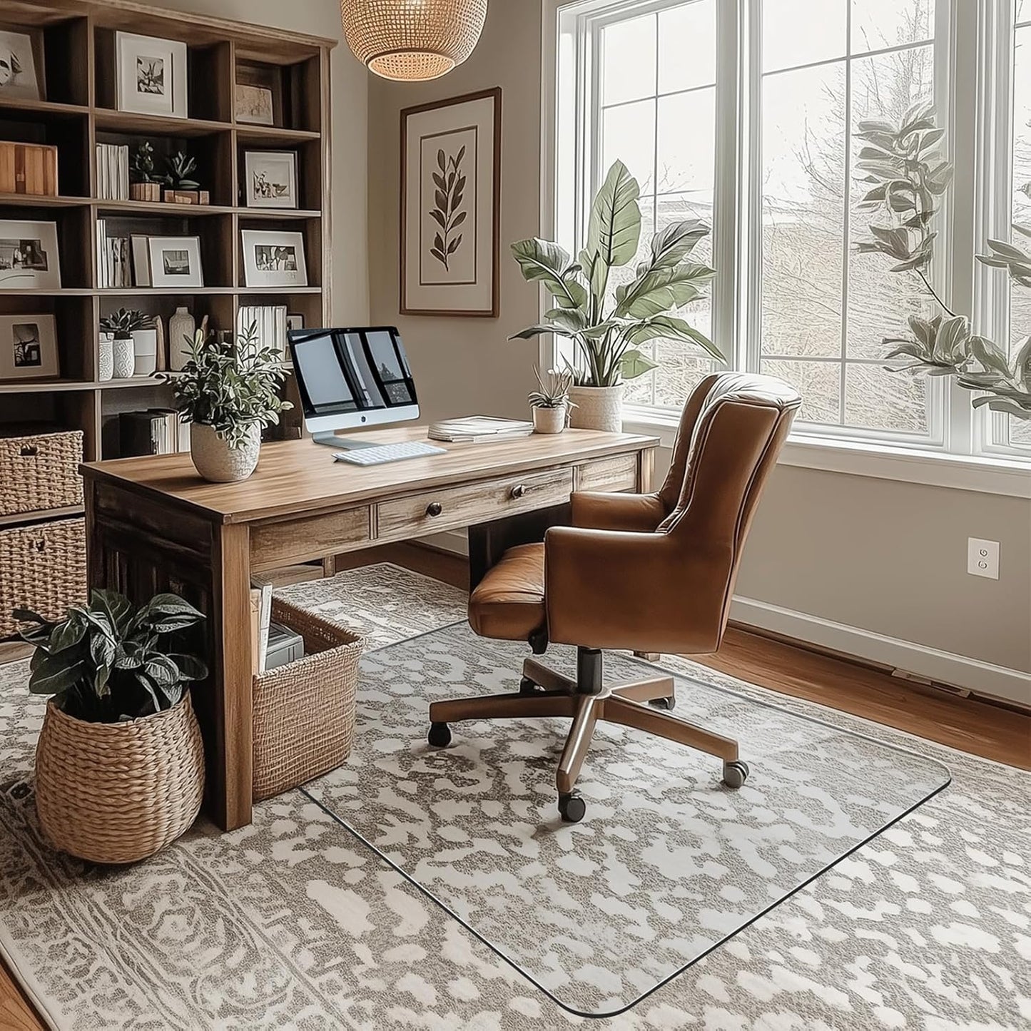 Office Chair Mat for Carpet & Hardwood, Upgraded 29" x 42" Dual Use Tempered Glass Chair Mat for Chair and Footrest Under Desk