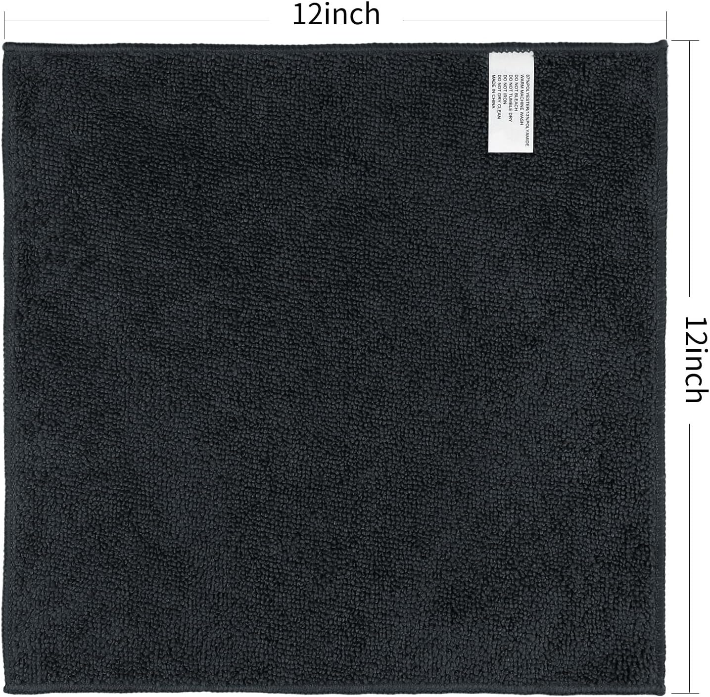 Orighty Washcloths Bulk Towels Set 50 Pack, Highly Absorbent and Super Soft Microfiber Fingertip Towels, Multi-Purpose Wash Cloths for Bathroom, Hotel, Spa, and Gym, 12x12 Inch, Black